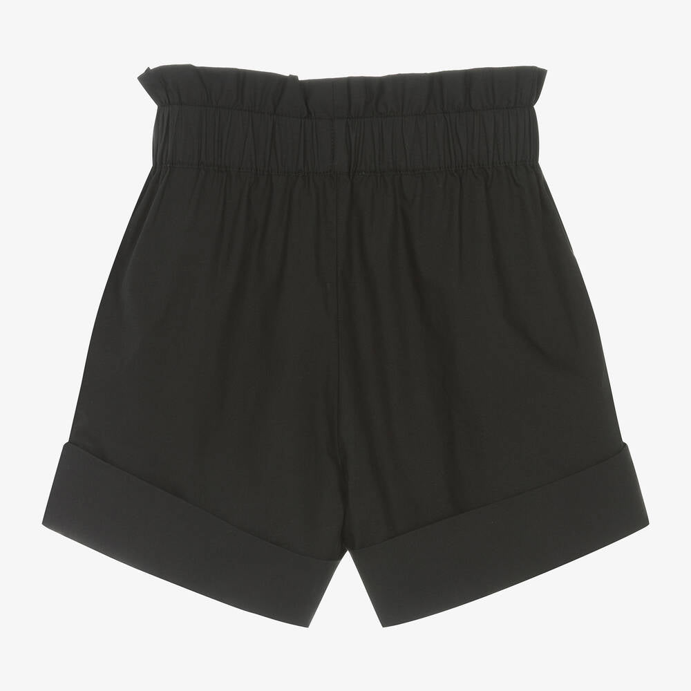 Girls Black Cotton Shorts