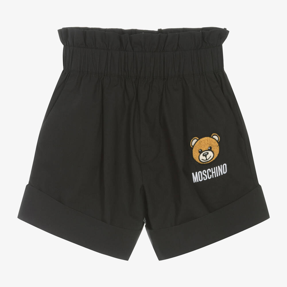 Girls Black Cotton Shorts