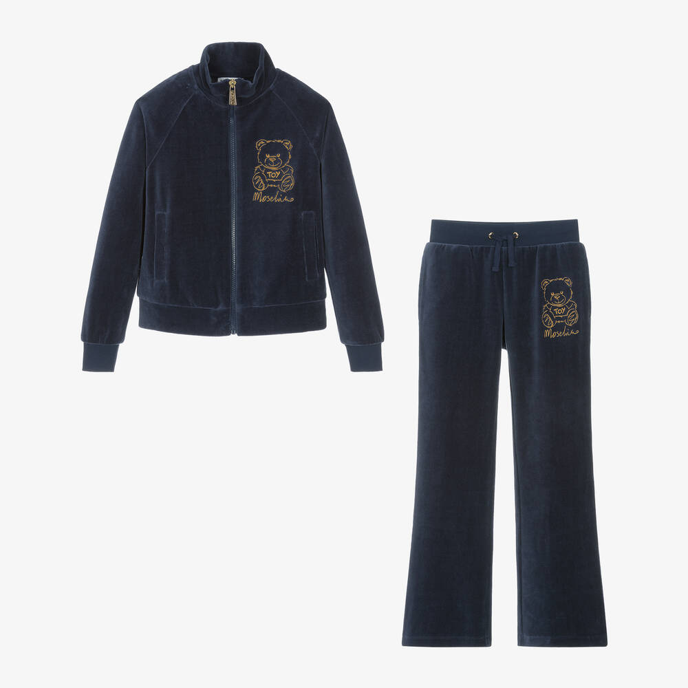 Girls Navy Velvet Set