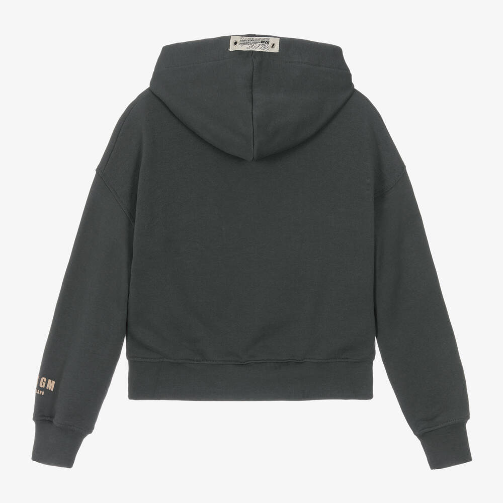 Boys & Girls Dark Grey Hooded Cotton Sweatshirt