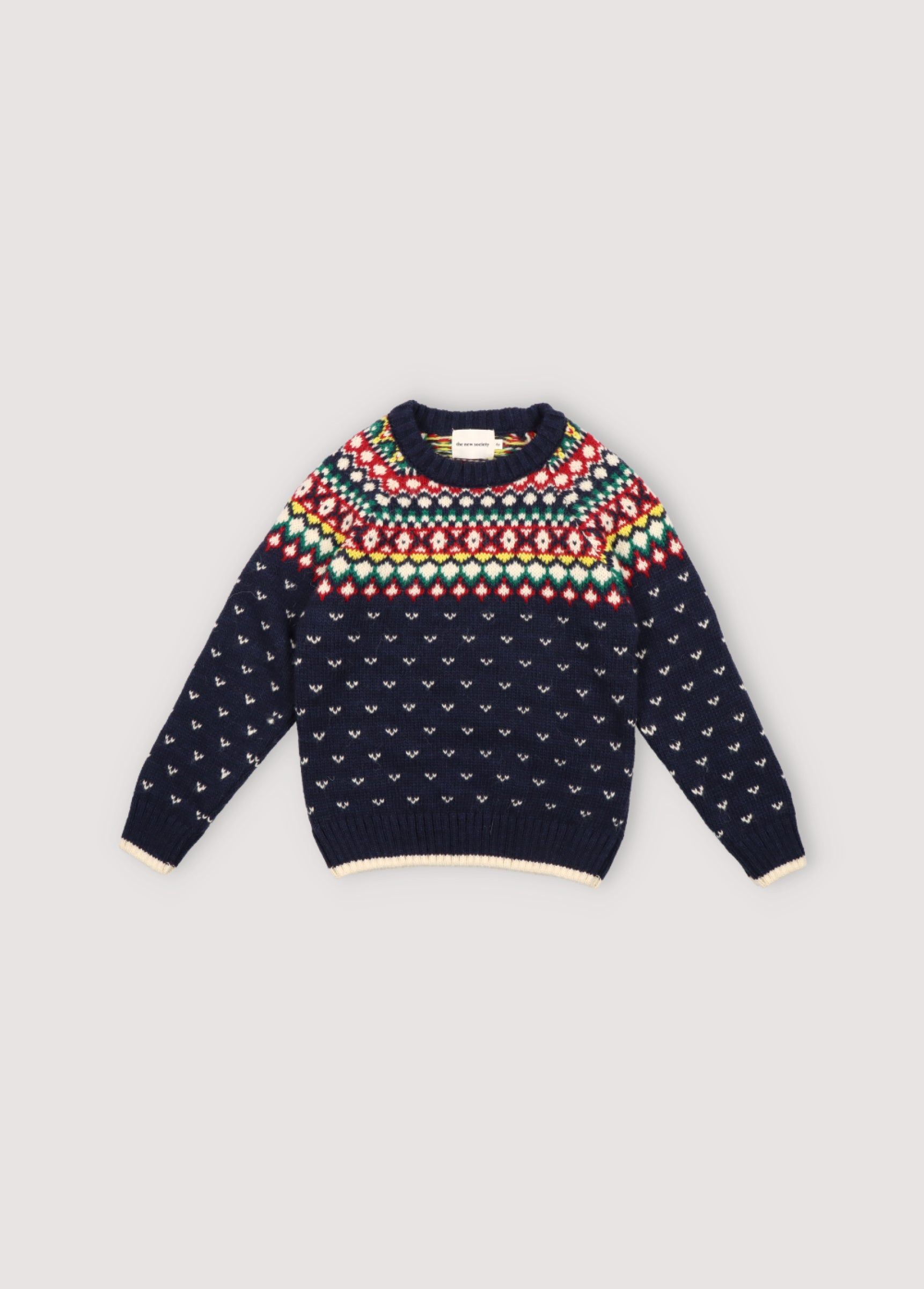 Boys Navy Jacquard Wool Sweater