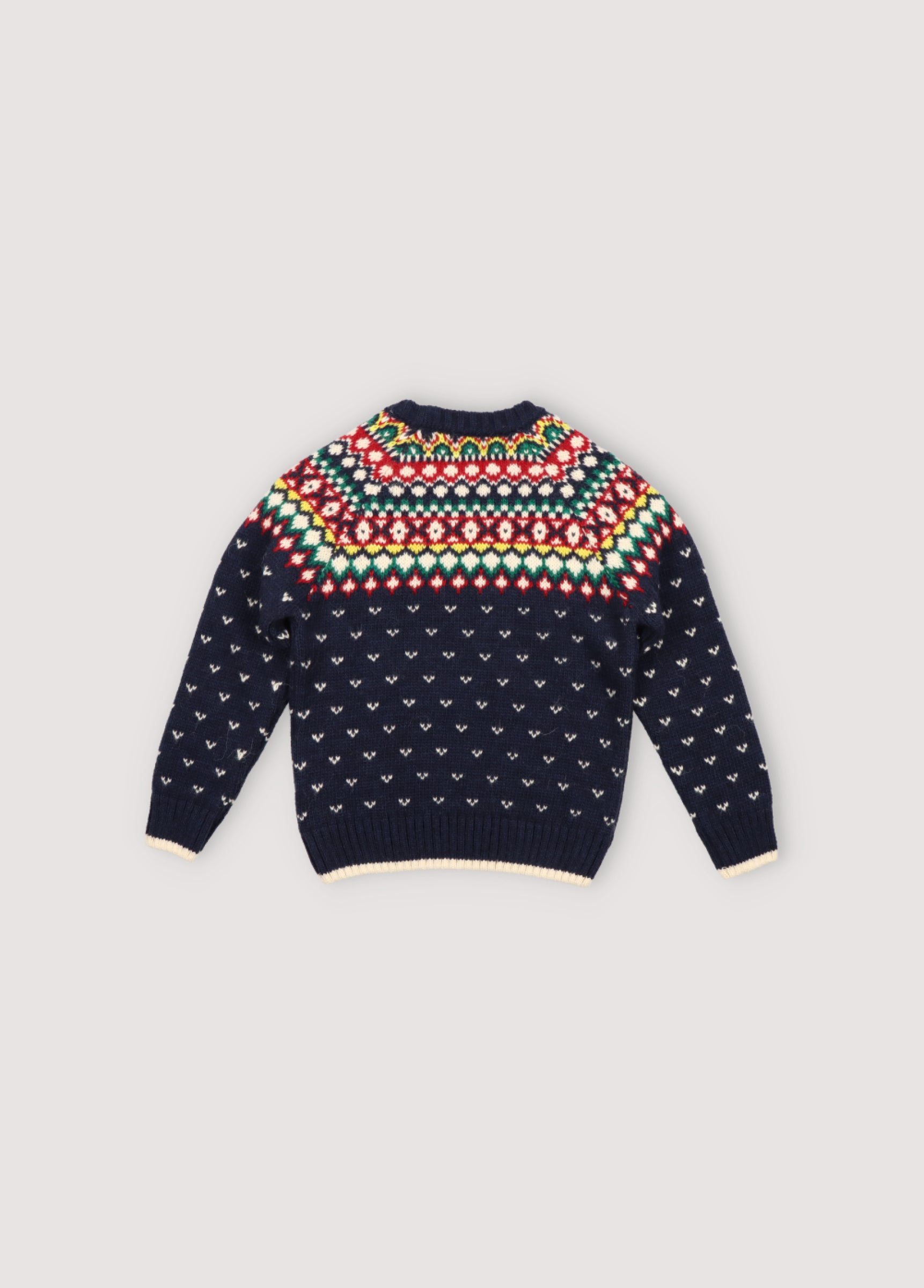 Boys Navy Jacquard Wool Sweater