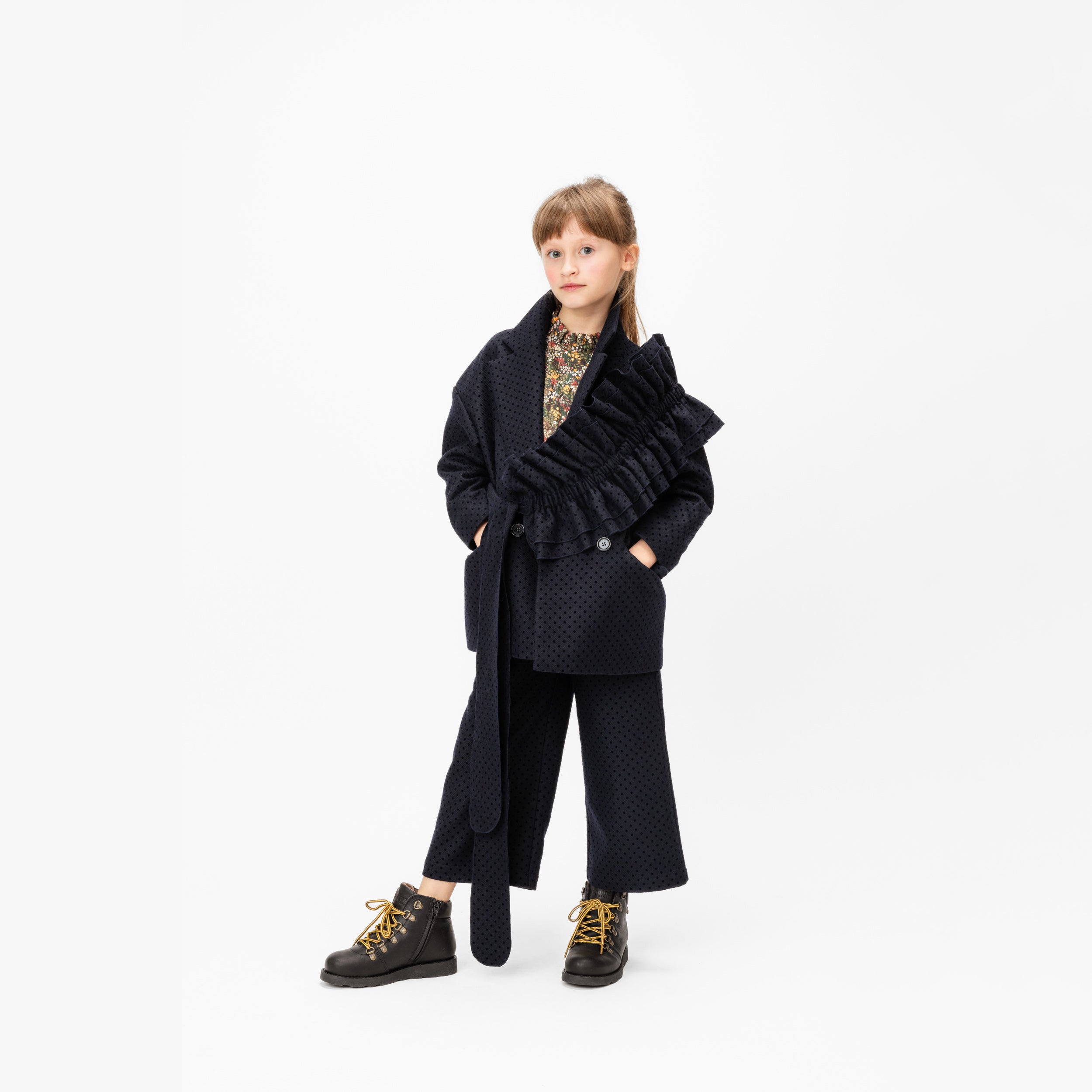 Boys & Girls Dark Blue Wool Suit