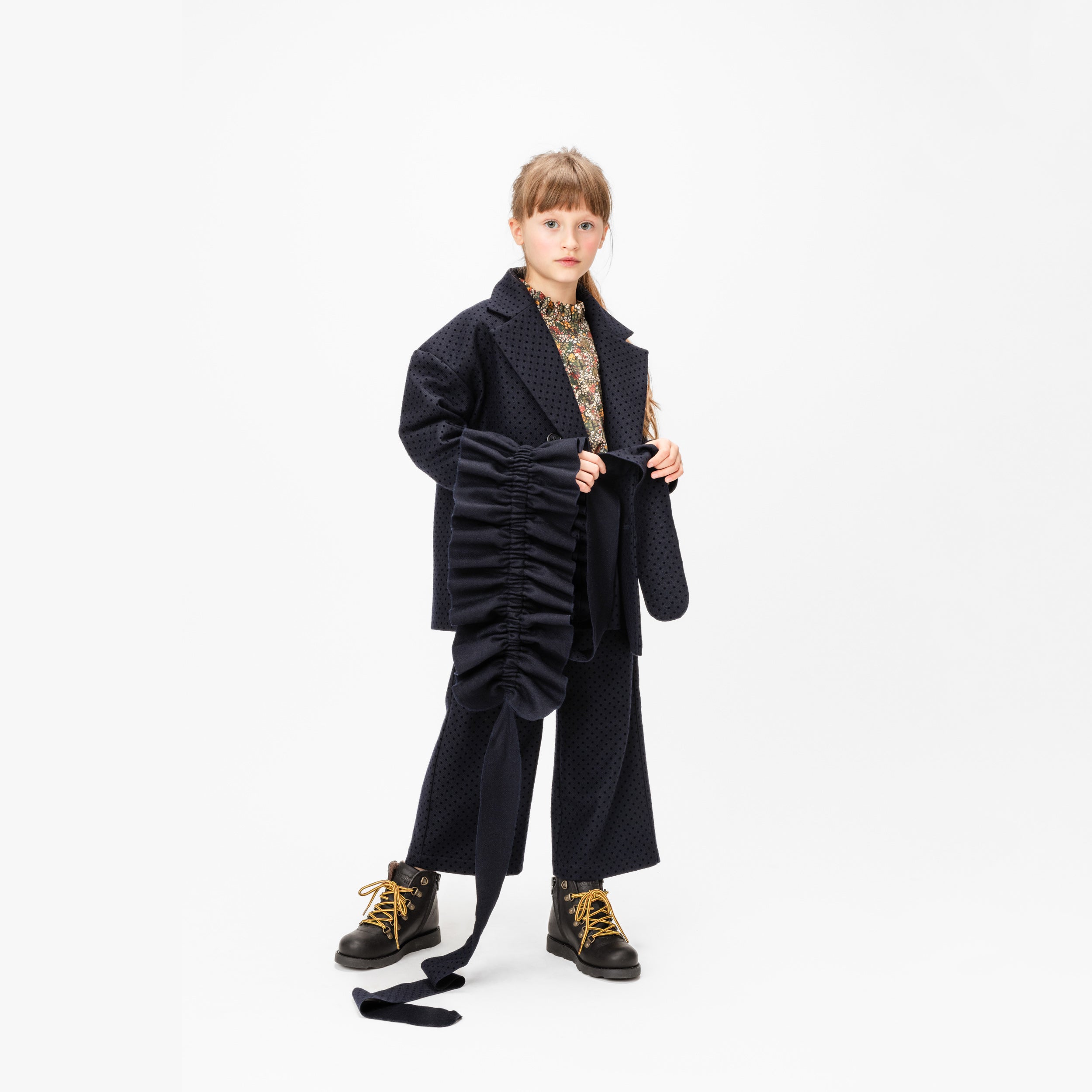 Boys & Girls Dark Blue Wool Suit