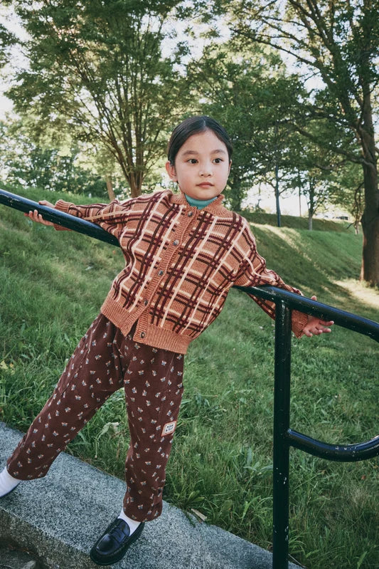 Boys & Girls Gold Check Wool Cardigan