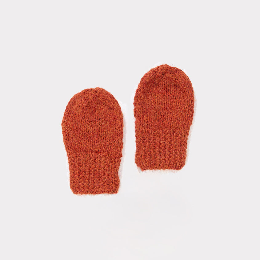 Baby Girls Orange Alpaca Gloves