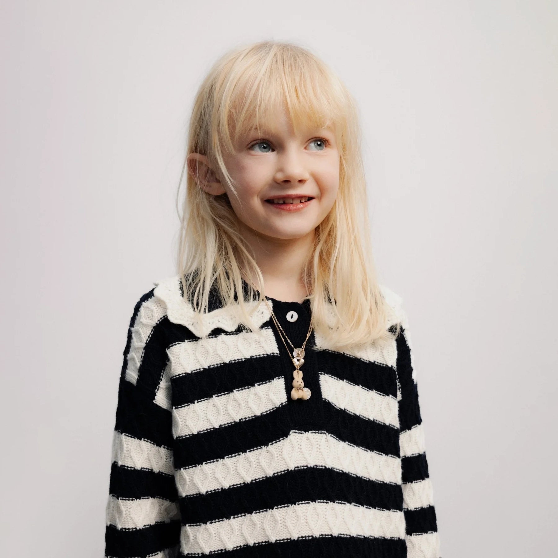 Girls Black Stripes Knit Sweater