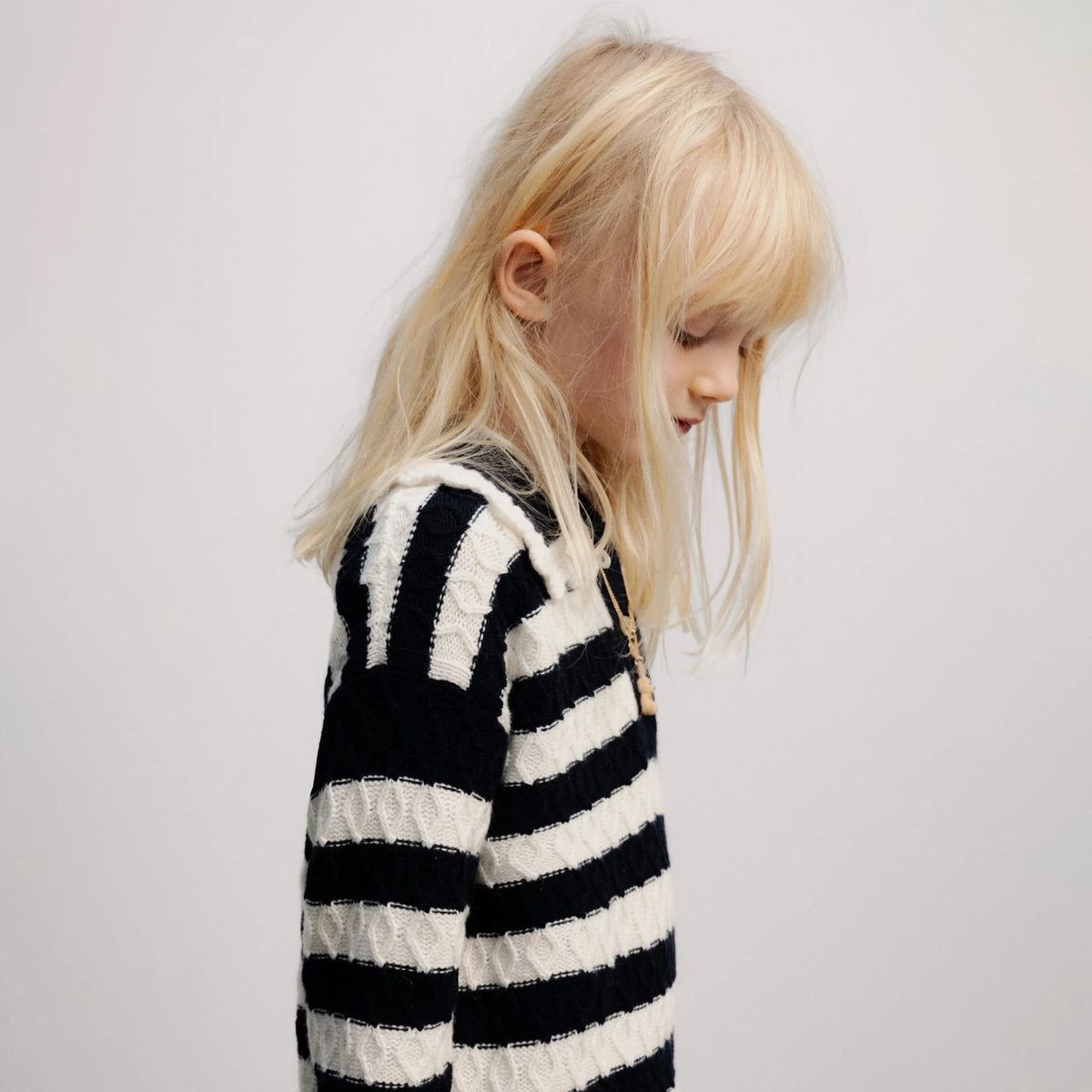 Girls Black Stripes Knit Sweater