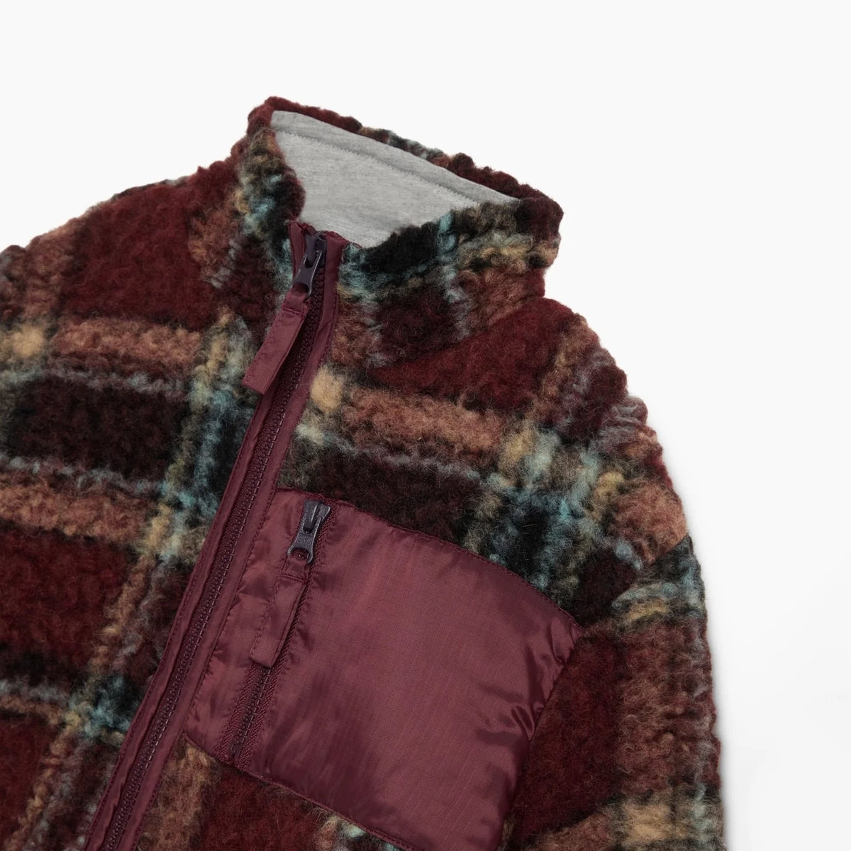 Boys & Girls Dark Red Check Wool Jacket