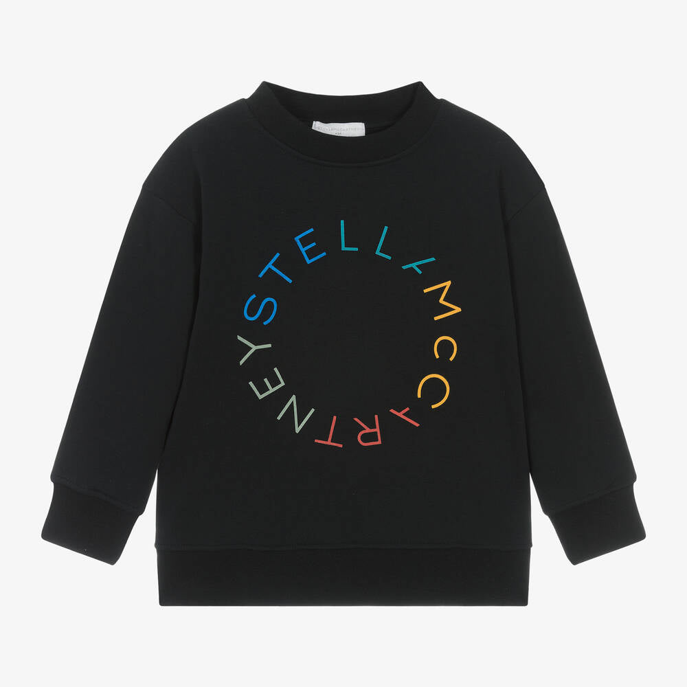 Boys Black Logo Cotton Sweatshirt