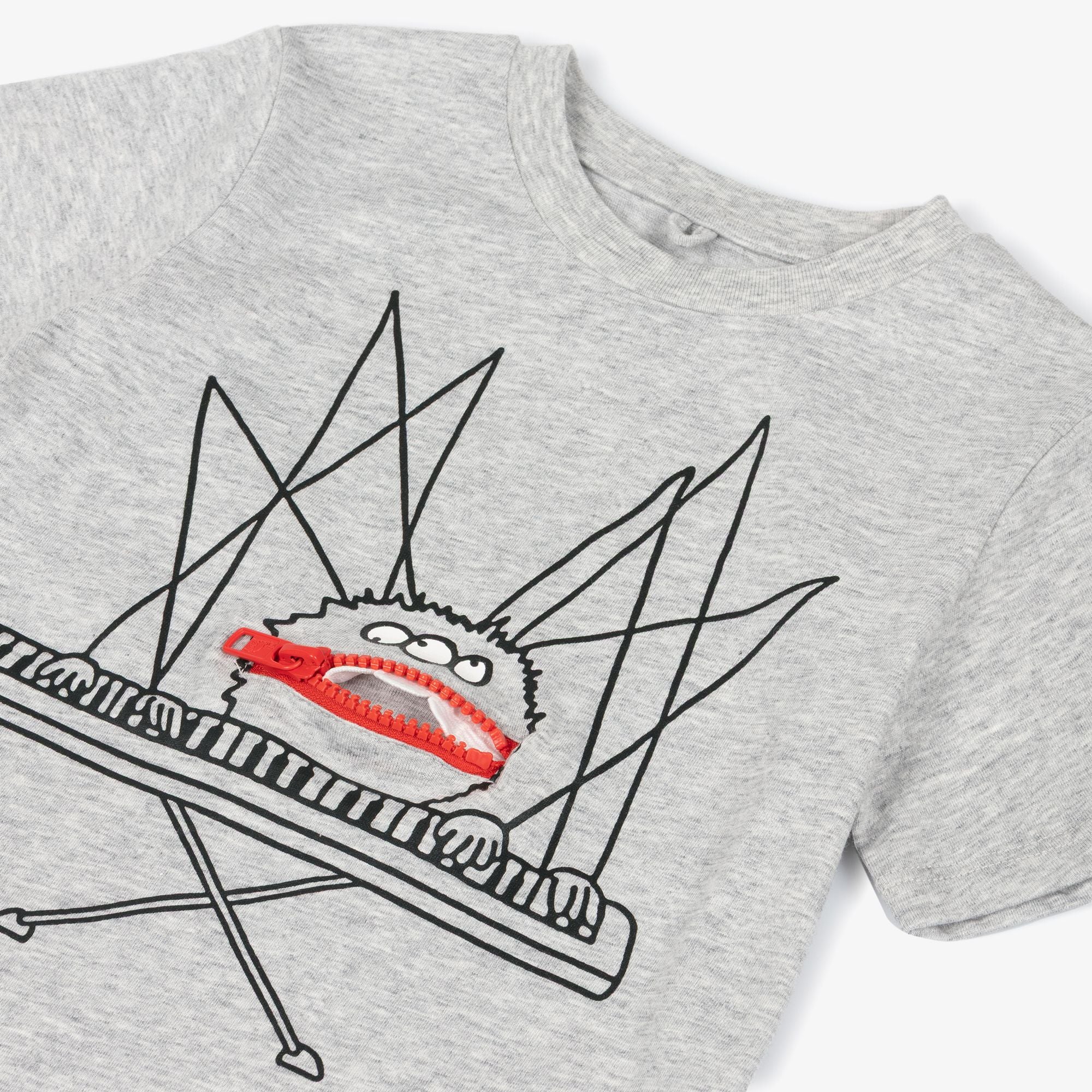 Boys Grey Spider Pattern Cotton T-Shirt