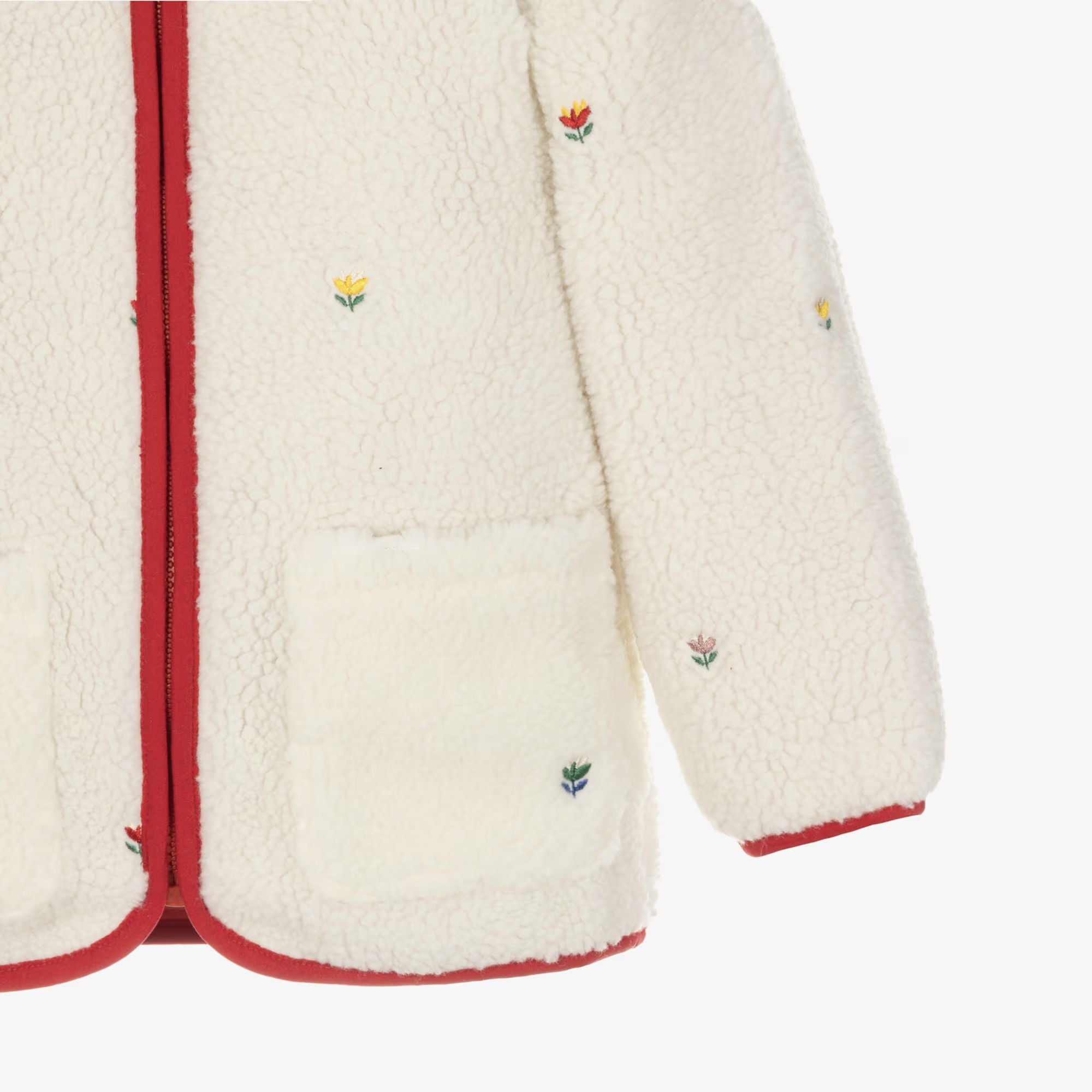 Veste en polaire Sherpa brodée blanche pour filles