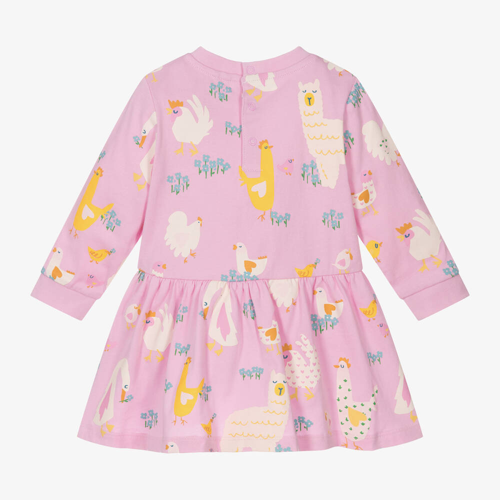 Baby Girls Pink Printed Cotton Dress