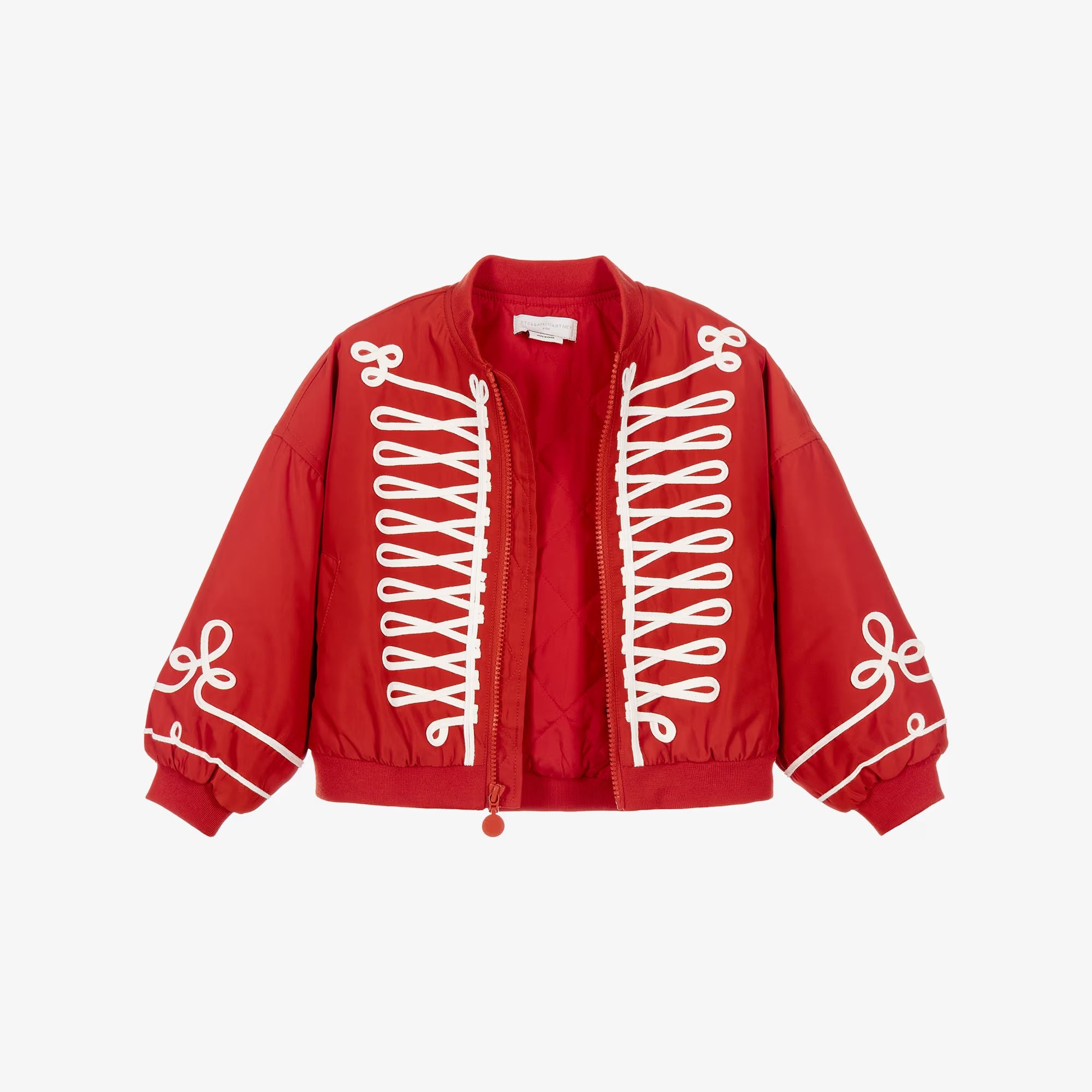 Girls Red Padded Bomber Jacket