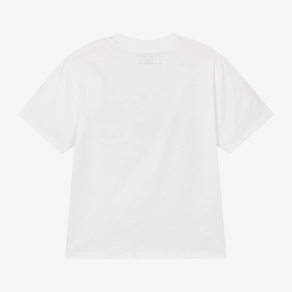 Boys White Logo Cotton T-Shirt