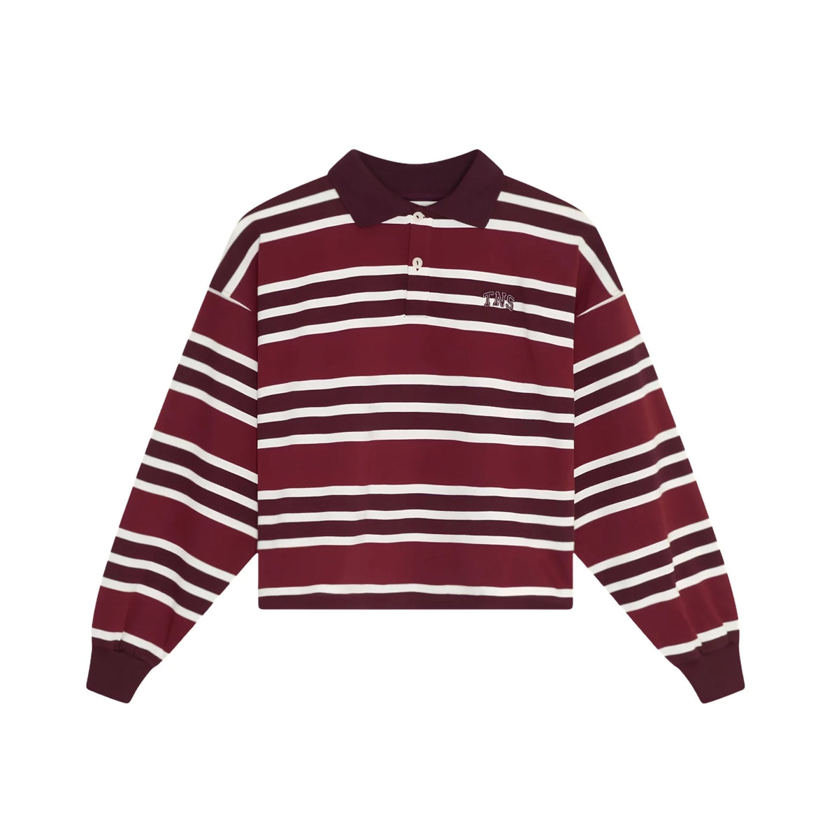 Girls Wine Red Stripes Cotton Polo Shirt