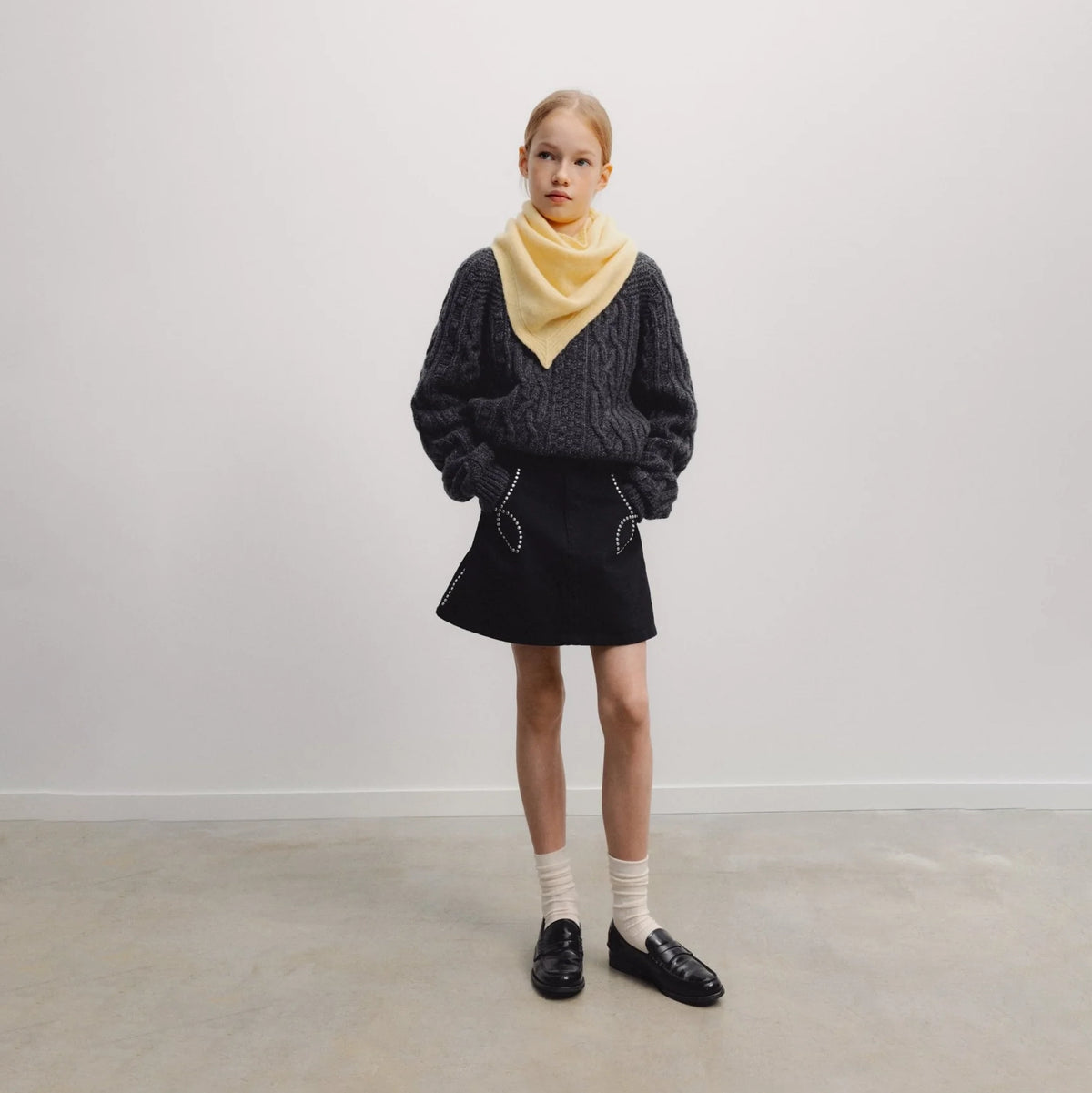Girls Black Cotton Skirt