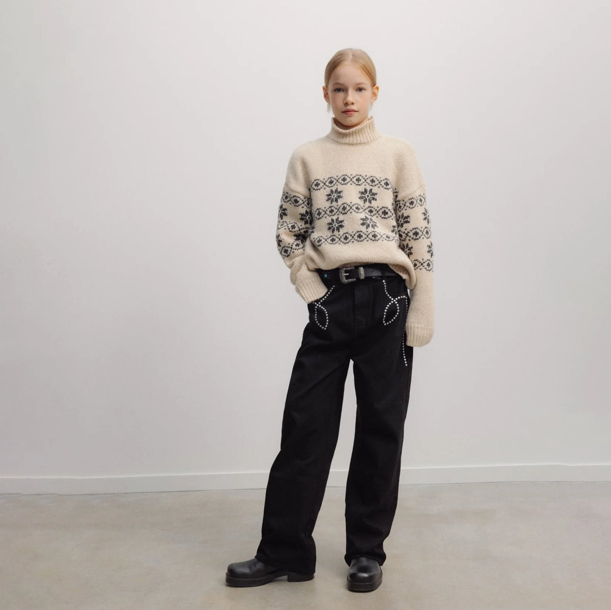 Girls Black Cotton Trousers