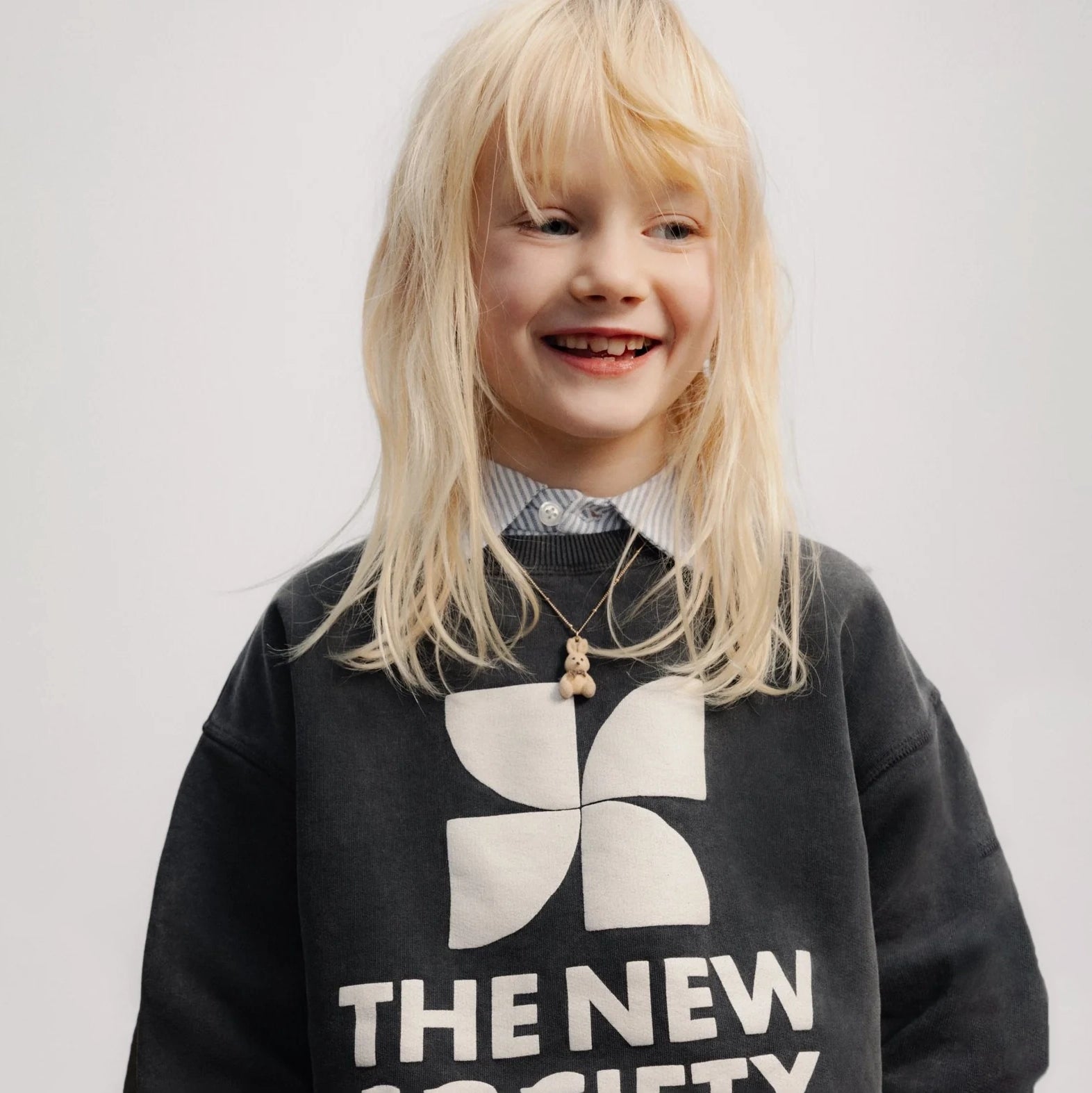 Sweat-shirt en coton noir à logo pour garçons et filles