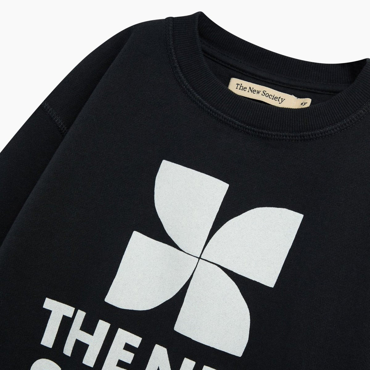 Sweat-shirt en coton noir à logo pour garçons et filles
