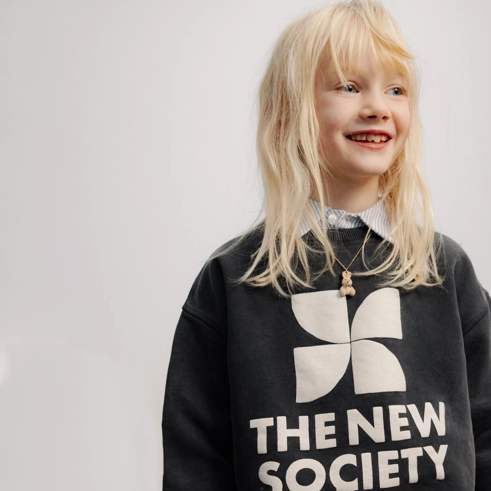 Sweat-shirt en coton noir à logo pour garçons et filles