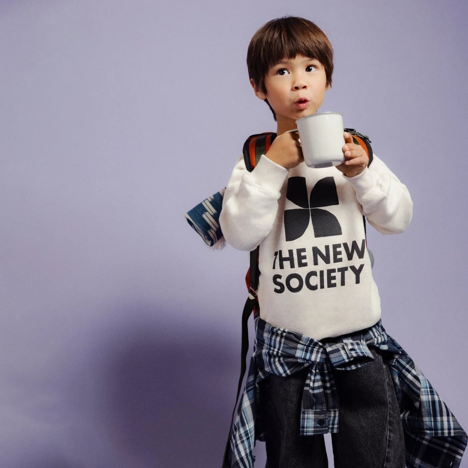 Boys & Girls White Logo Cotton Sweatshirt