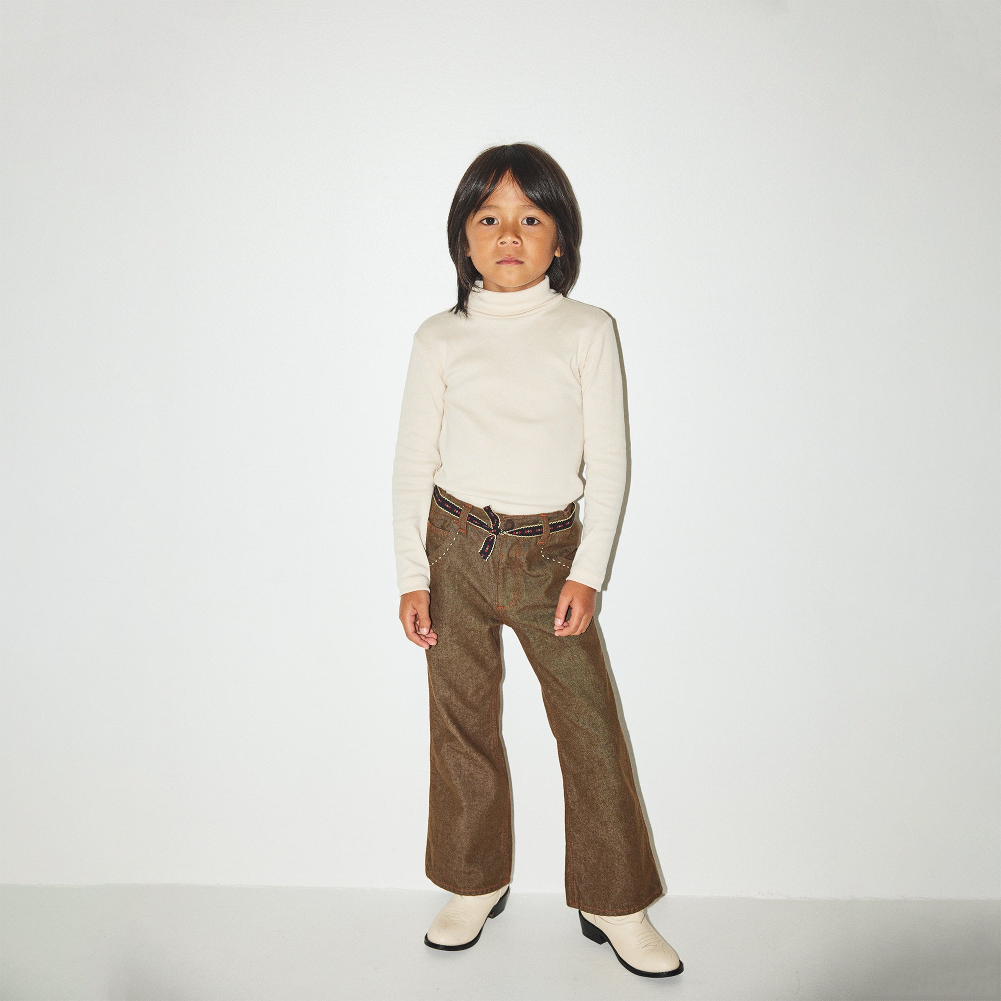 Boys & Girls White Cotton Turtleneck