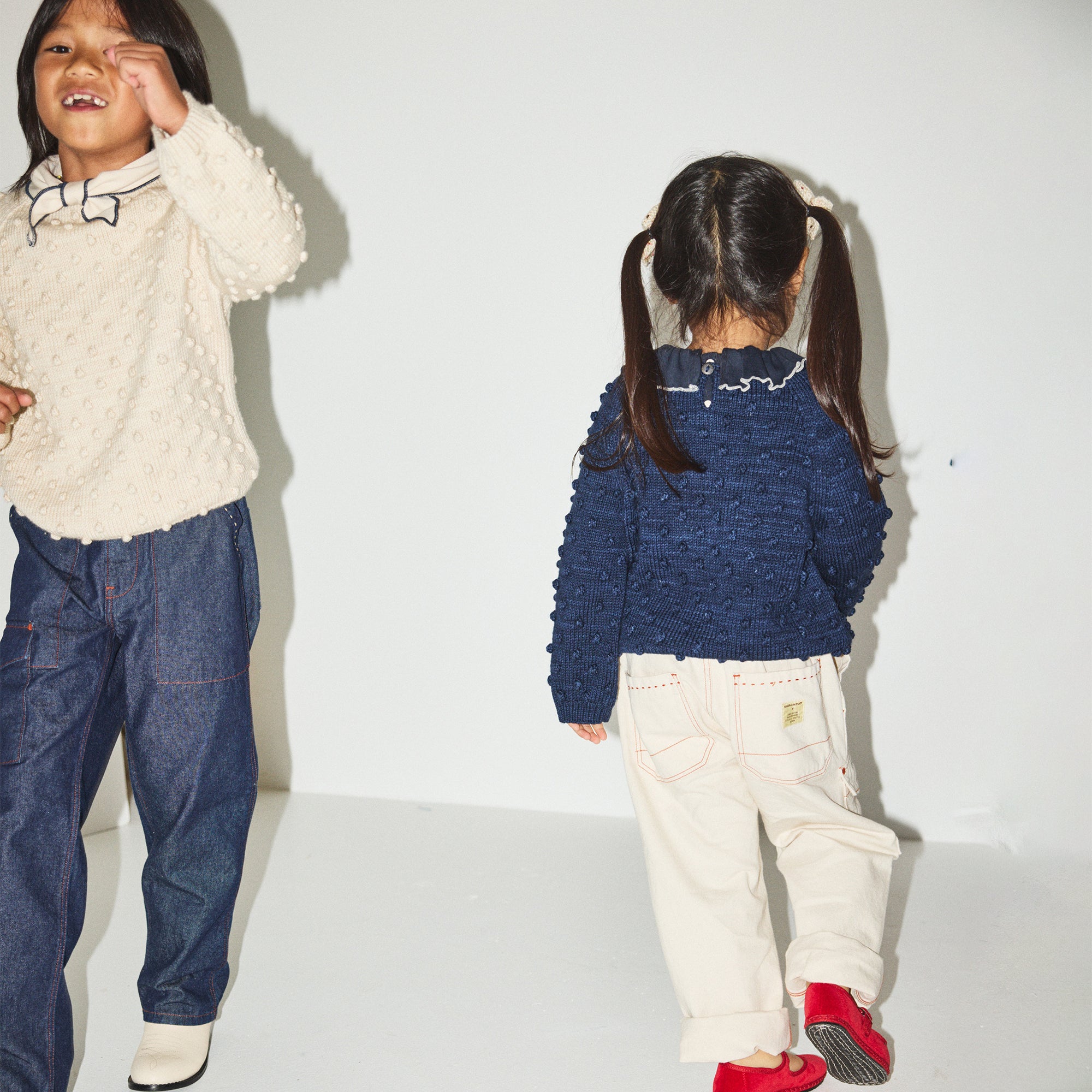 Boys & Girls Navy Popcorn Wool Sweater