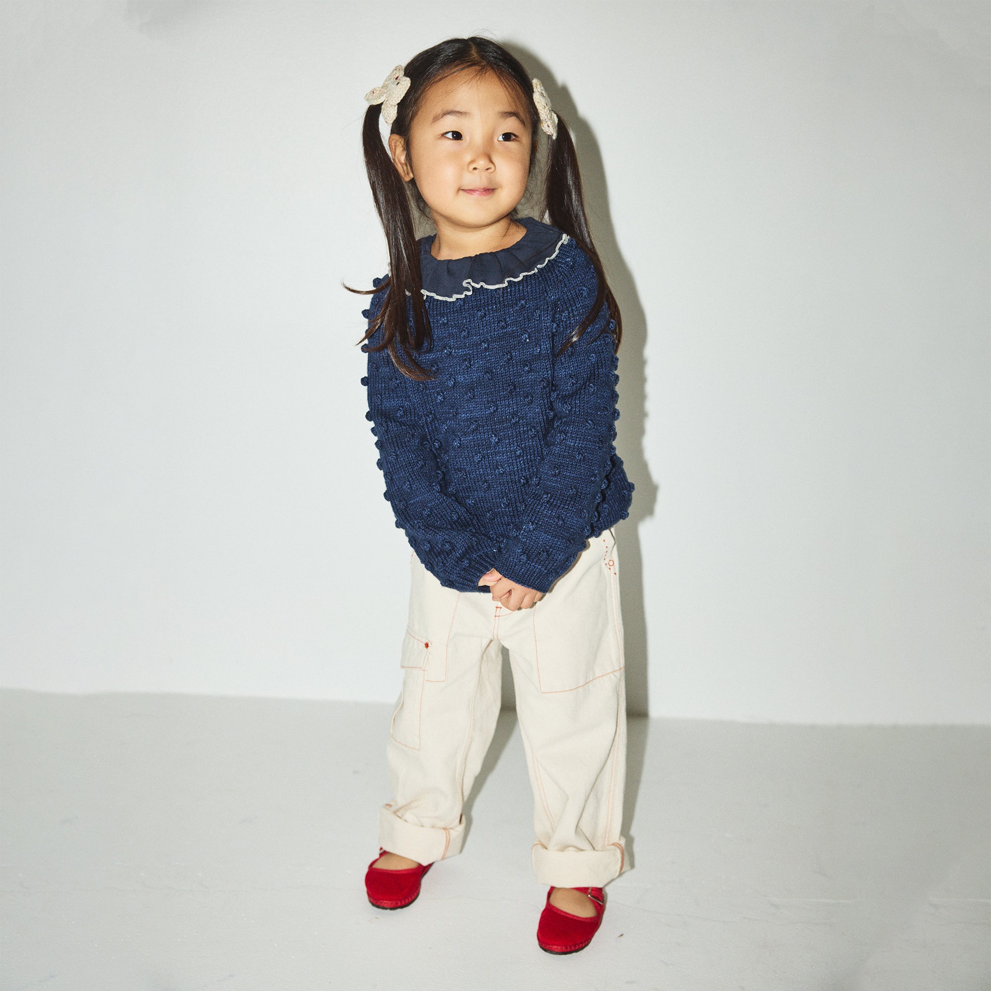Boys & Girls Navy Popcorn Wool Sweater