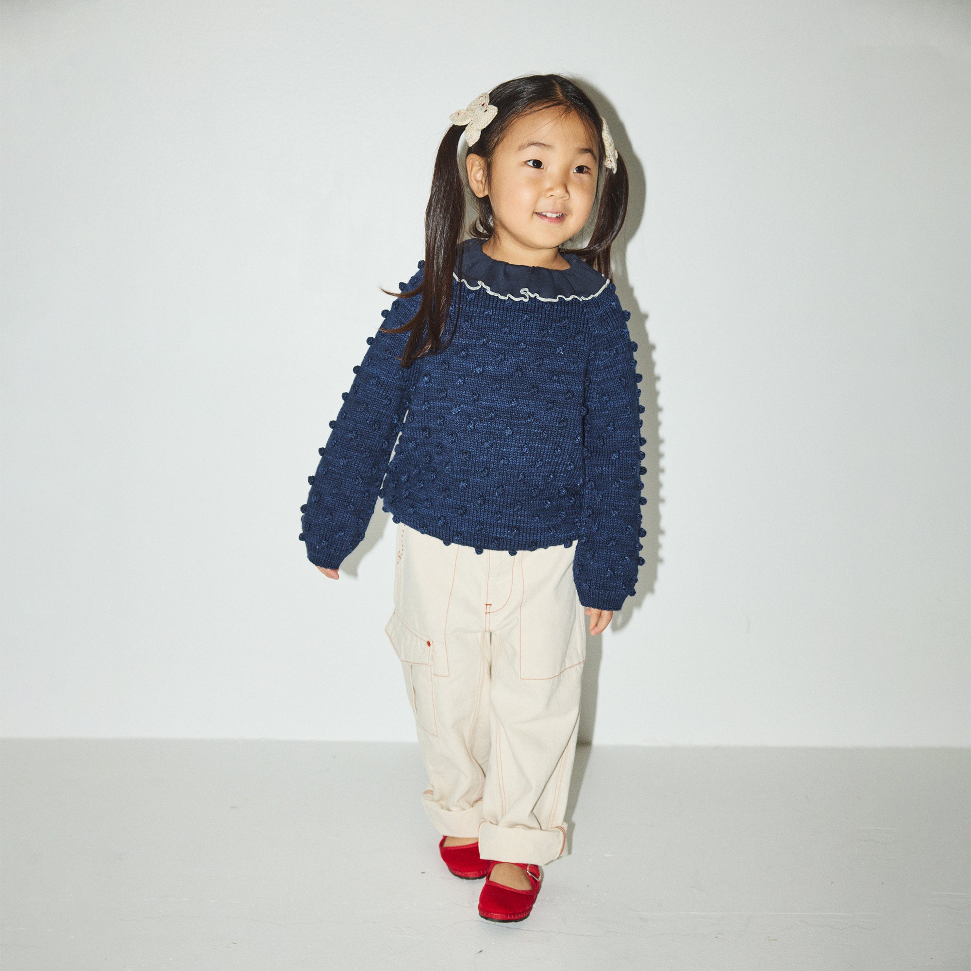 Boys & Girls Navy Popcorn Wool Sweater