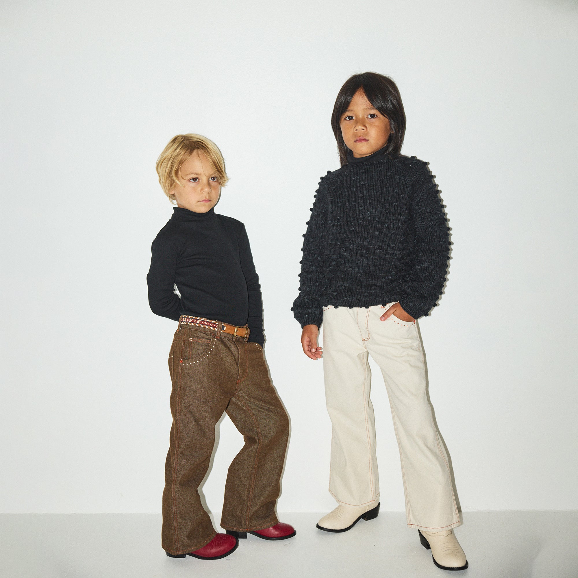 Boys & Girls Black Popcorn Wool Sweater
