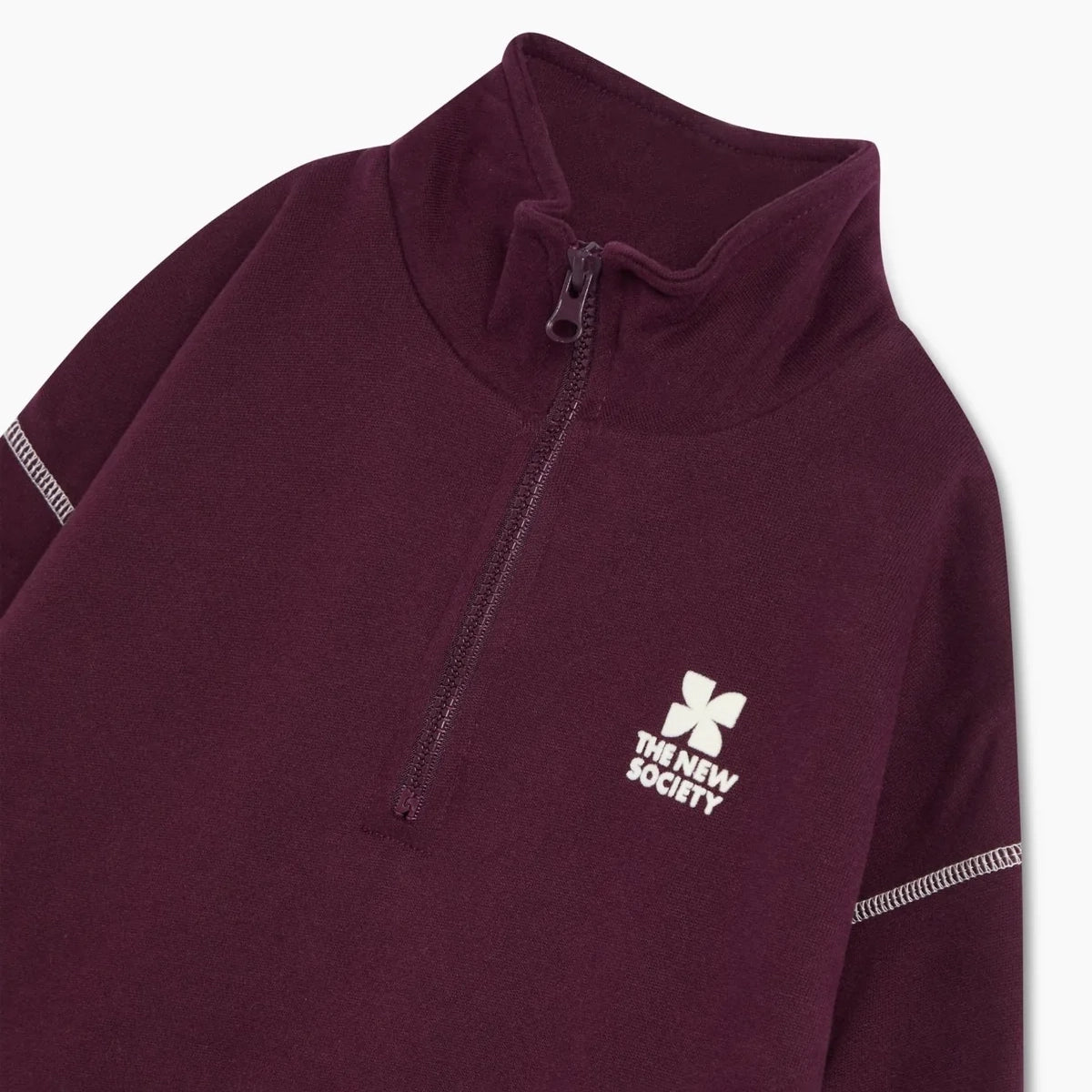 Boys & Girls Wine Red Cotton Mock-neck Cotton Sweatshirt