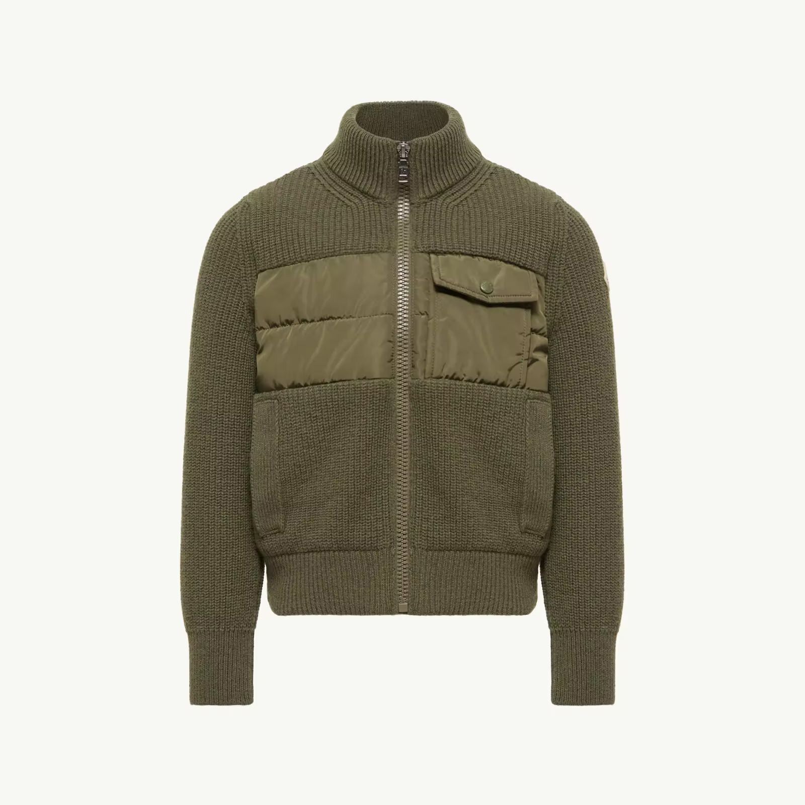 Gilet zippé matelassé en duvet vert pour garçons