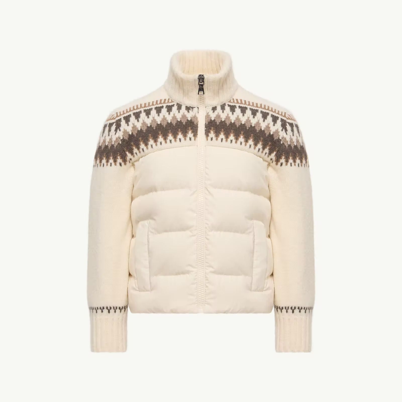 Boys White Padded Down Zip-Up Cardigan