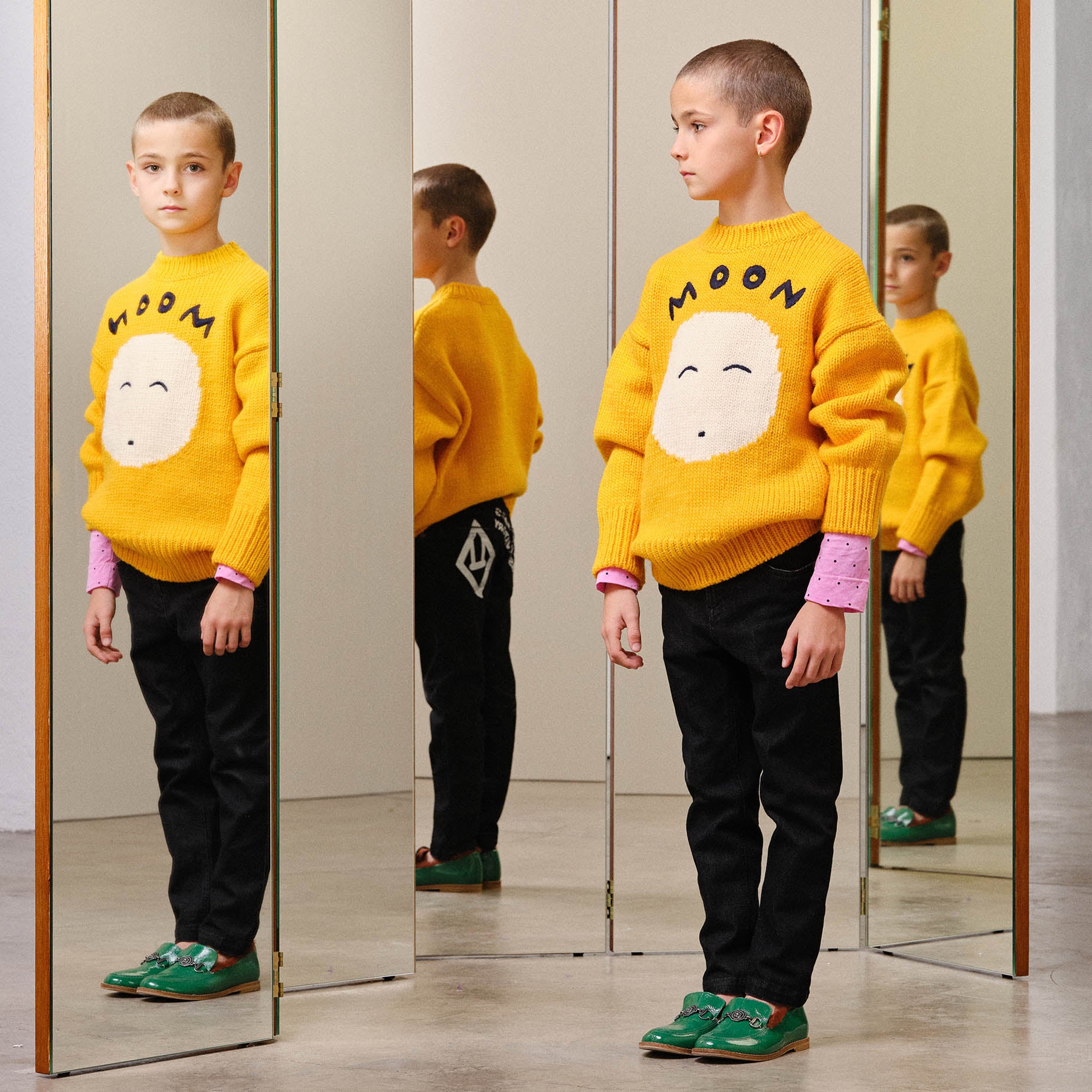 Boys & Girls Yellow Face Organic Wool Sweater