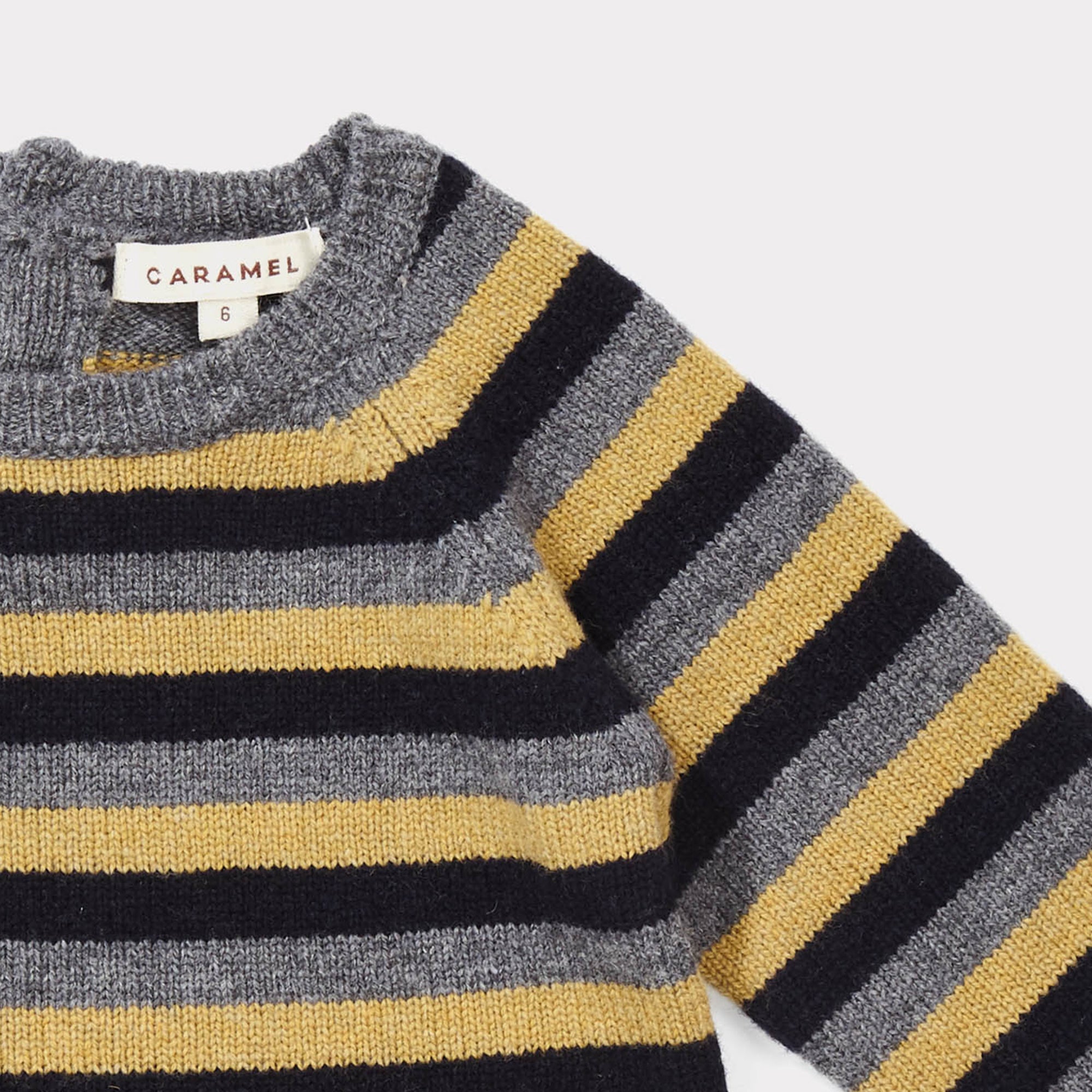 Baby Boys Grey Melange Striped Sweater