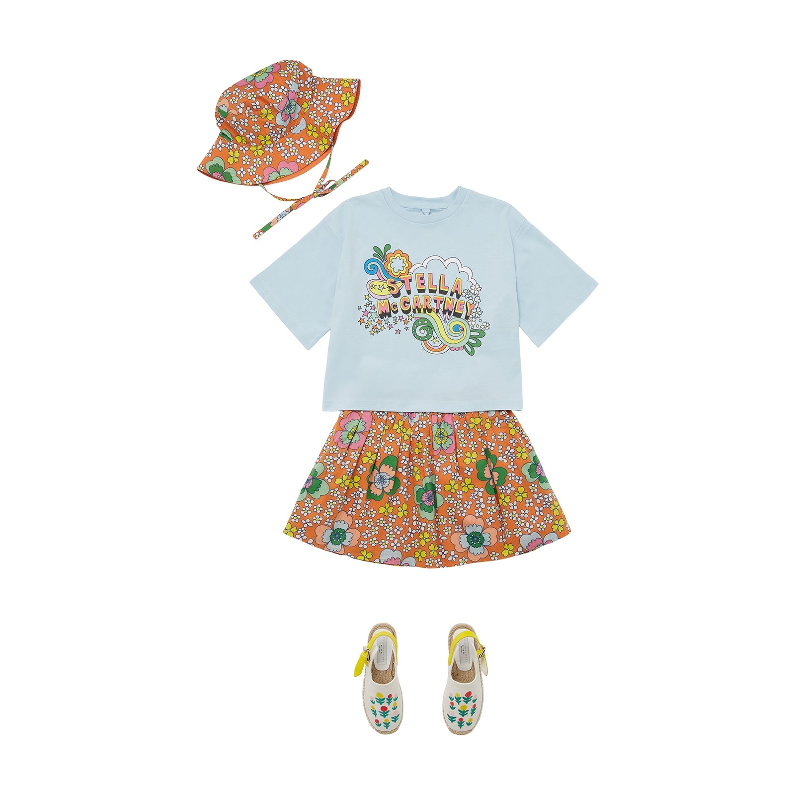Girls Multicolor Floral Cotton Skirt