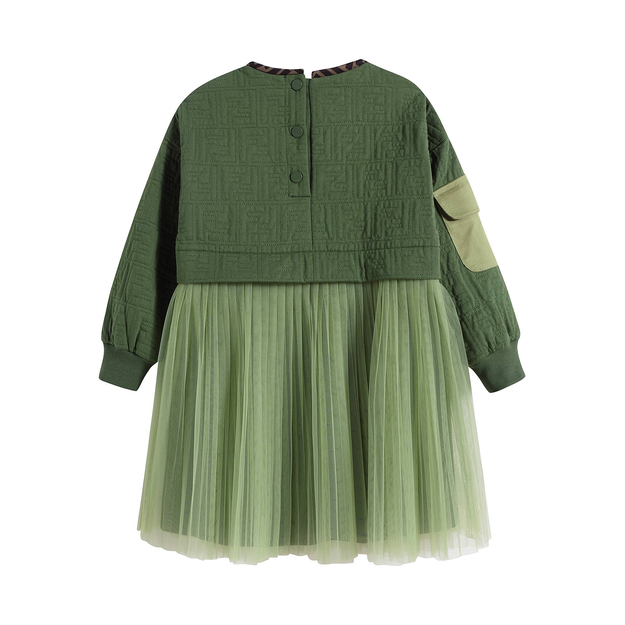 Girls Green Pocket Dress