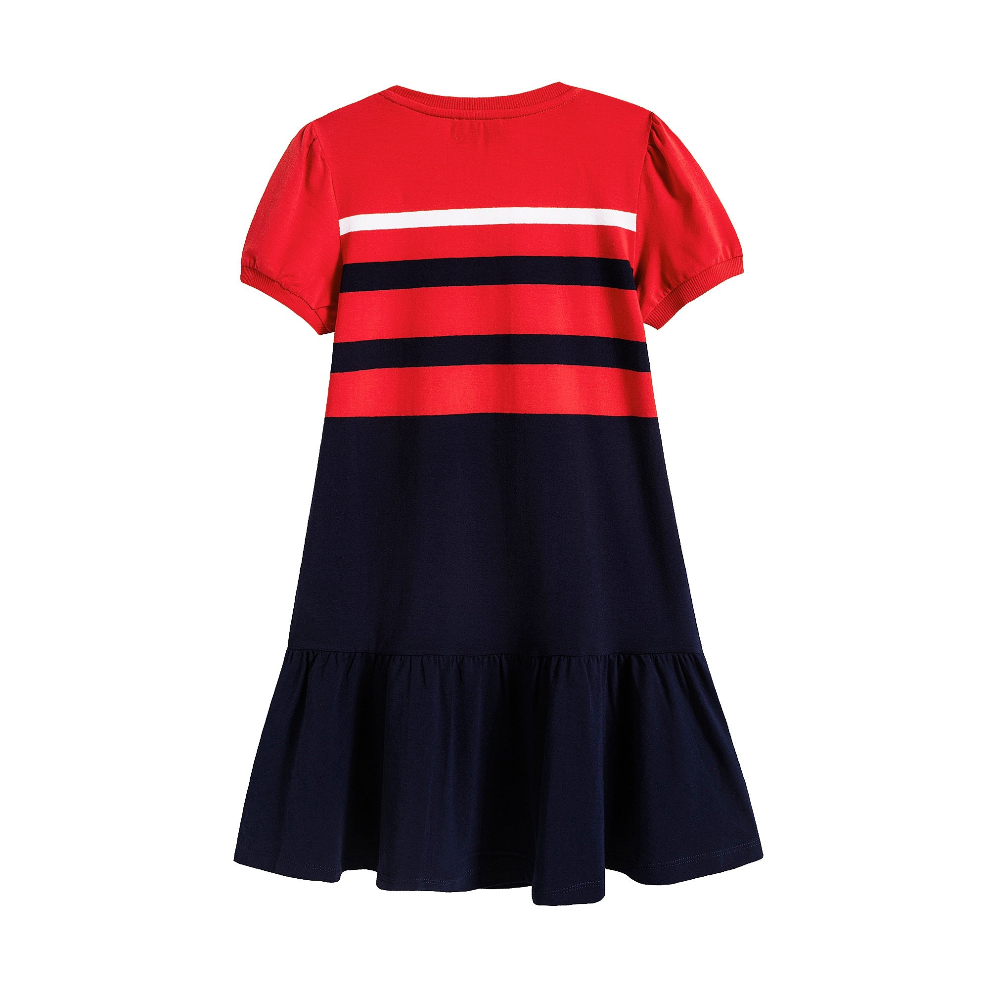 Robe en coton rouge et marine pour filles
