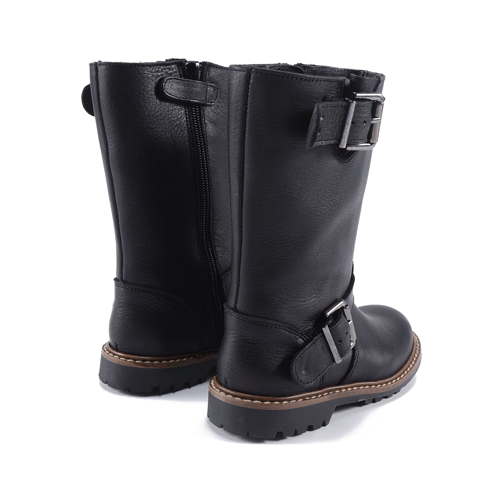 Boys & Girls Black Calf Skin Boots