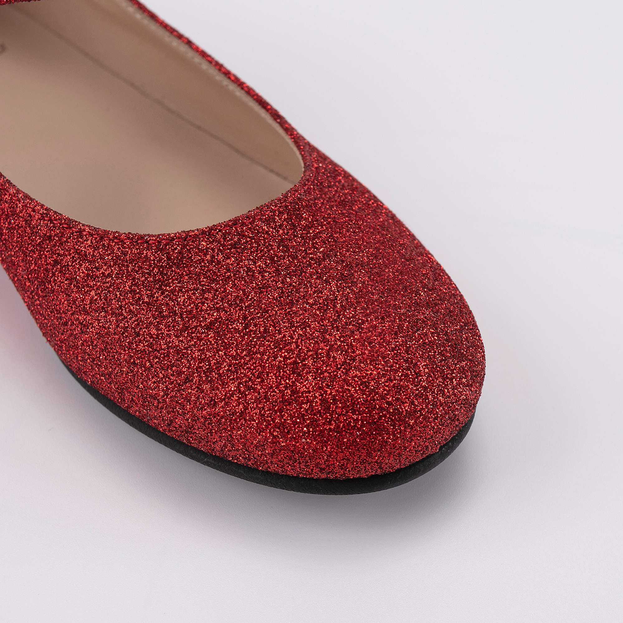Girls Red Glitter Flat Shoes