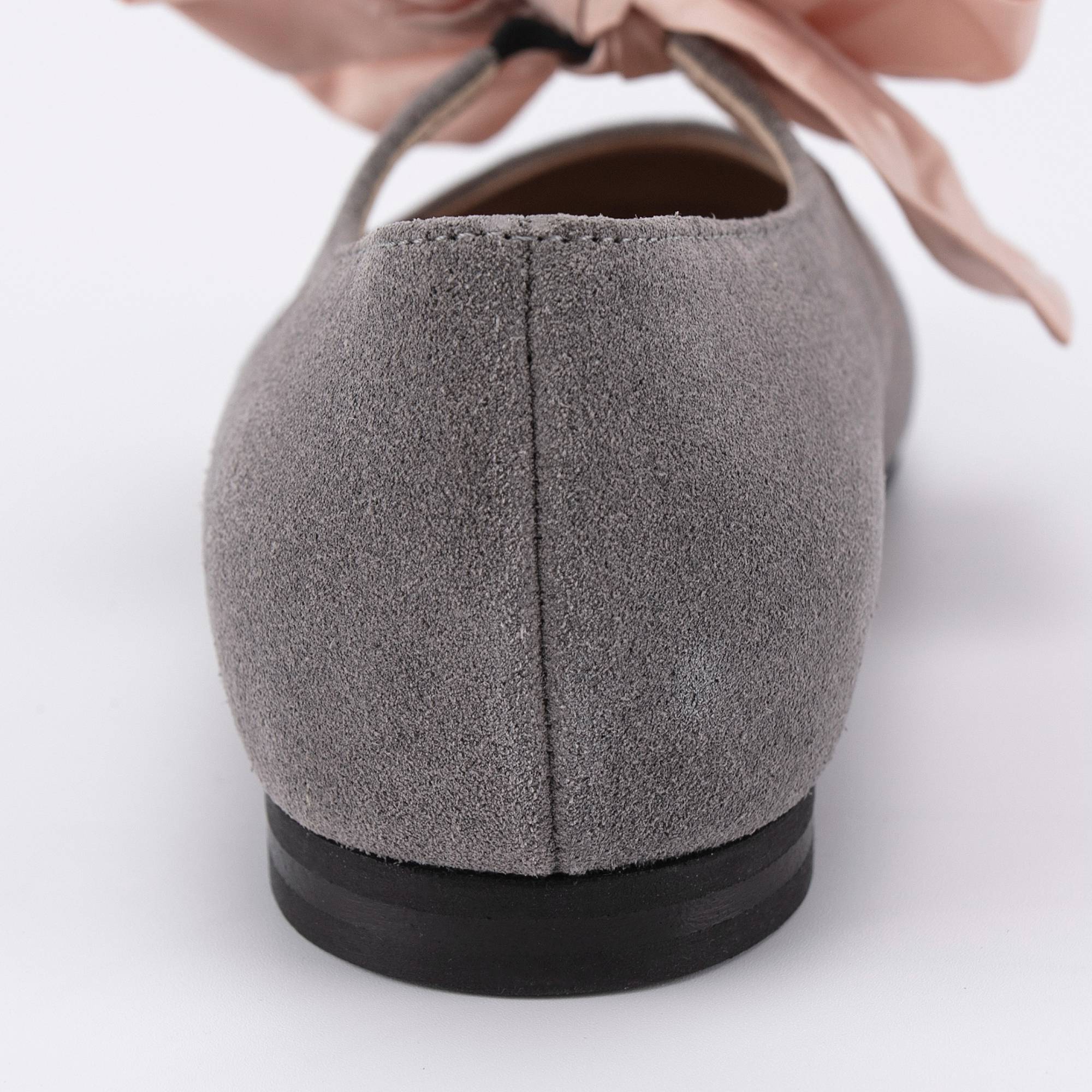 Girls Grey Bow-knot Flat Shoes