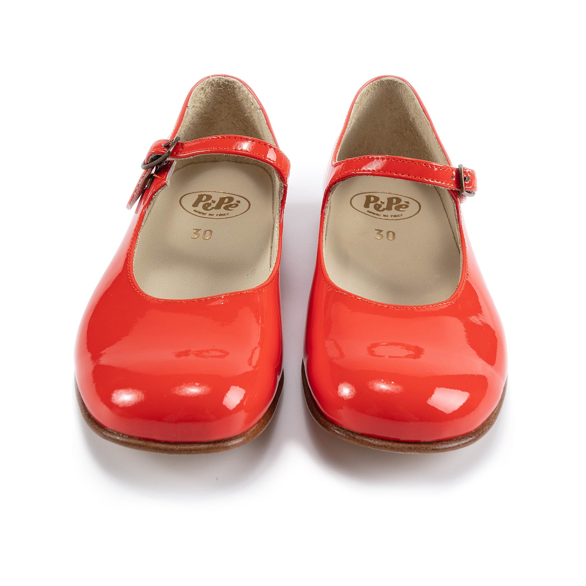 Girls Bright Red Leather Shoes