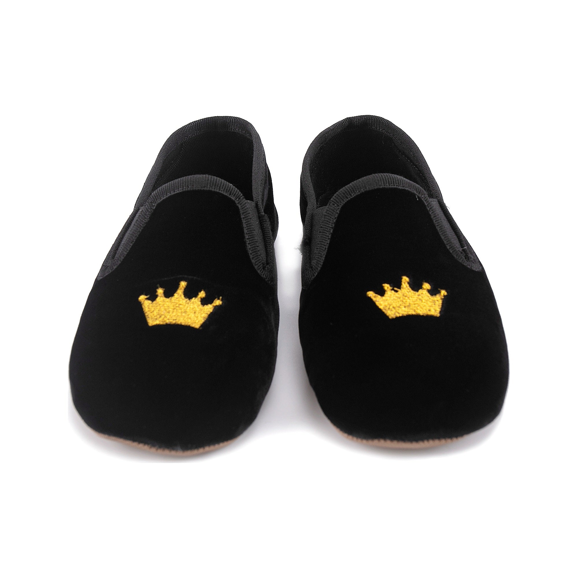 Girls Black Crown Flat Shoes