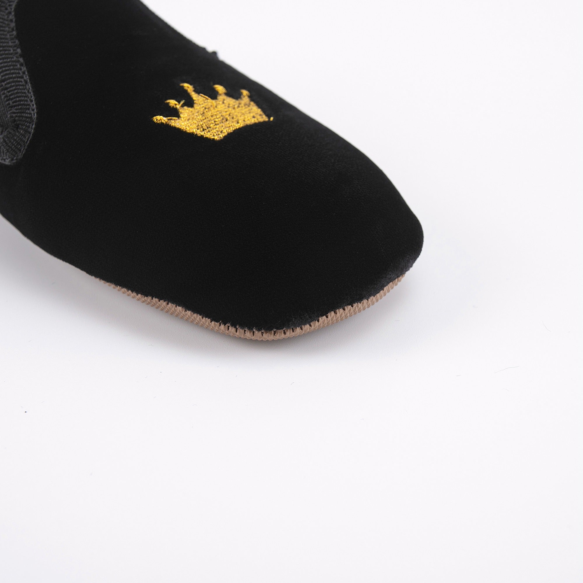 Girls Black Crown Flat Shoes