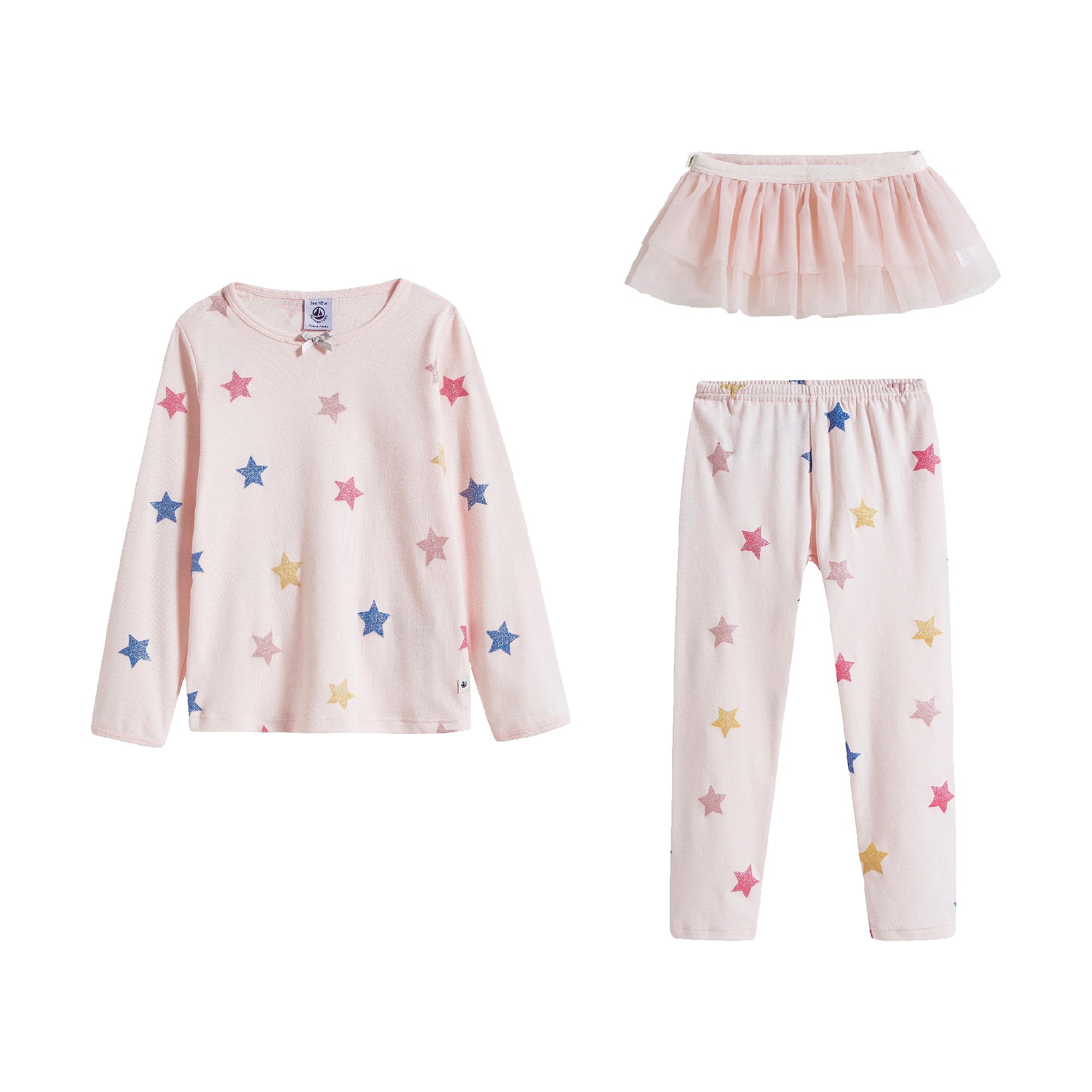 Ensemble de pyjama pour filles rose et étoiles