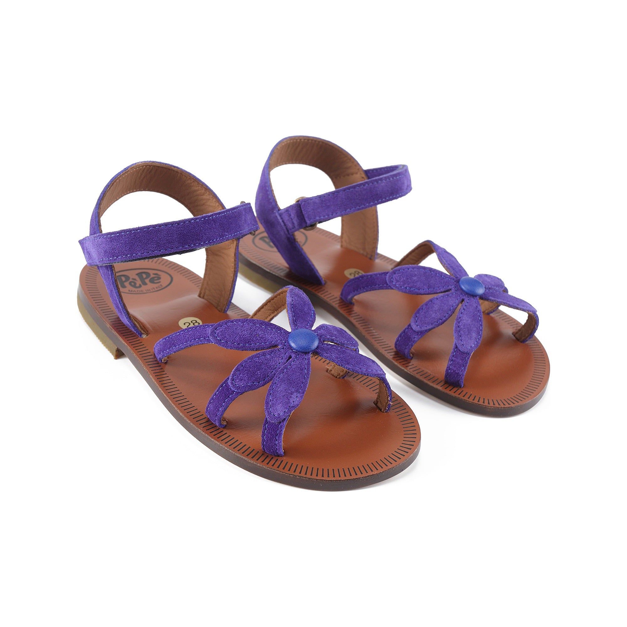 Girls Violet Petal Leather Shoes