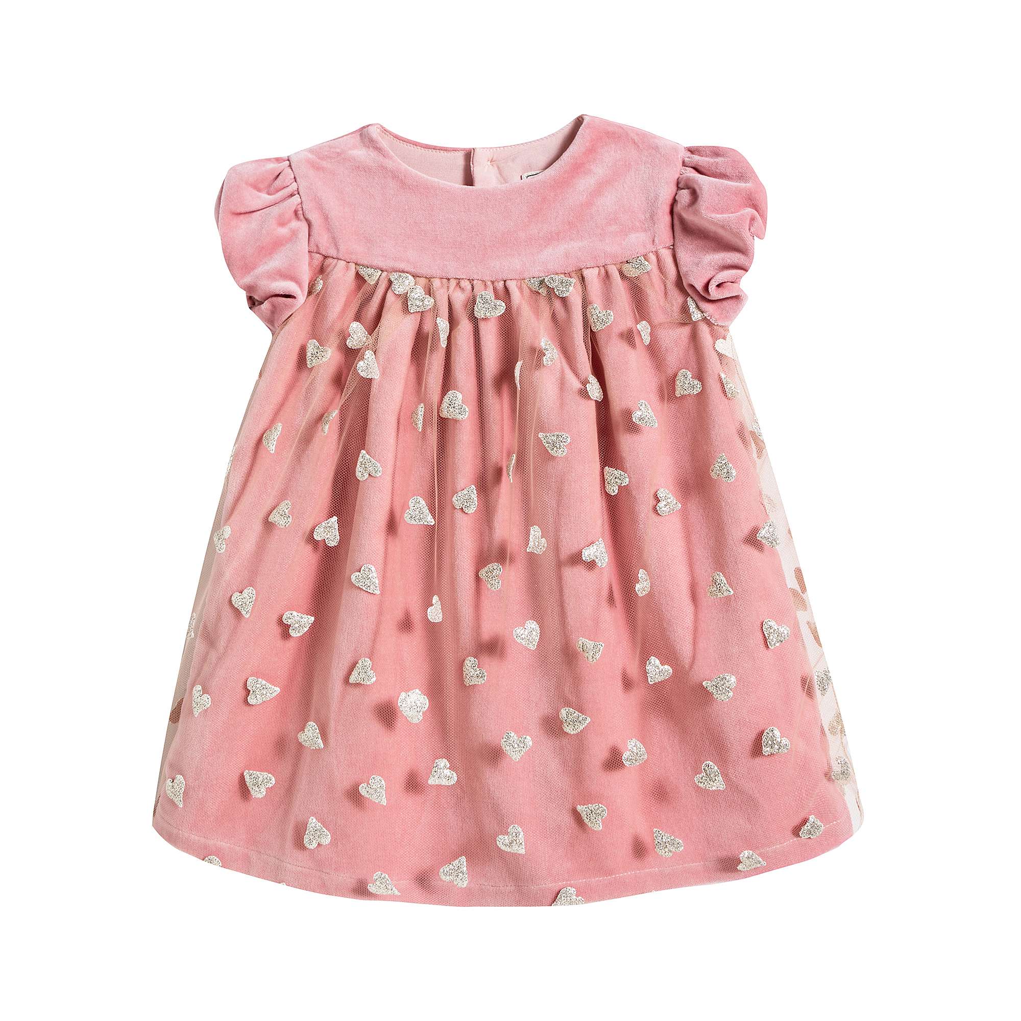 Robe en coton et tulle avec imprimé cœur pour bébé fille