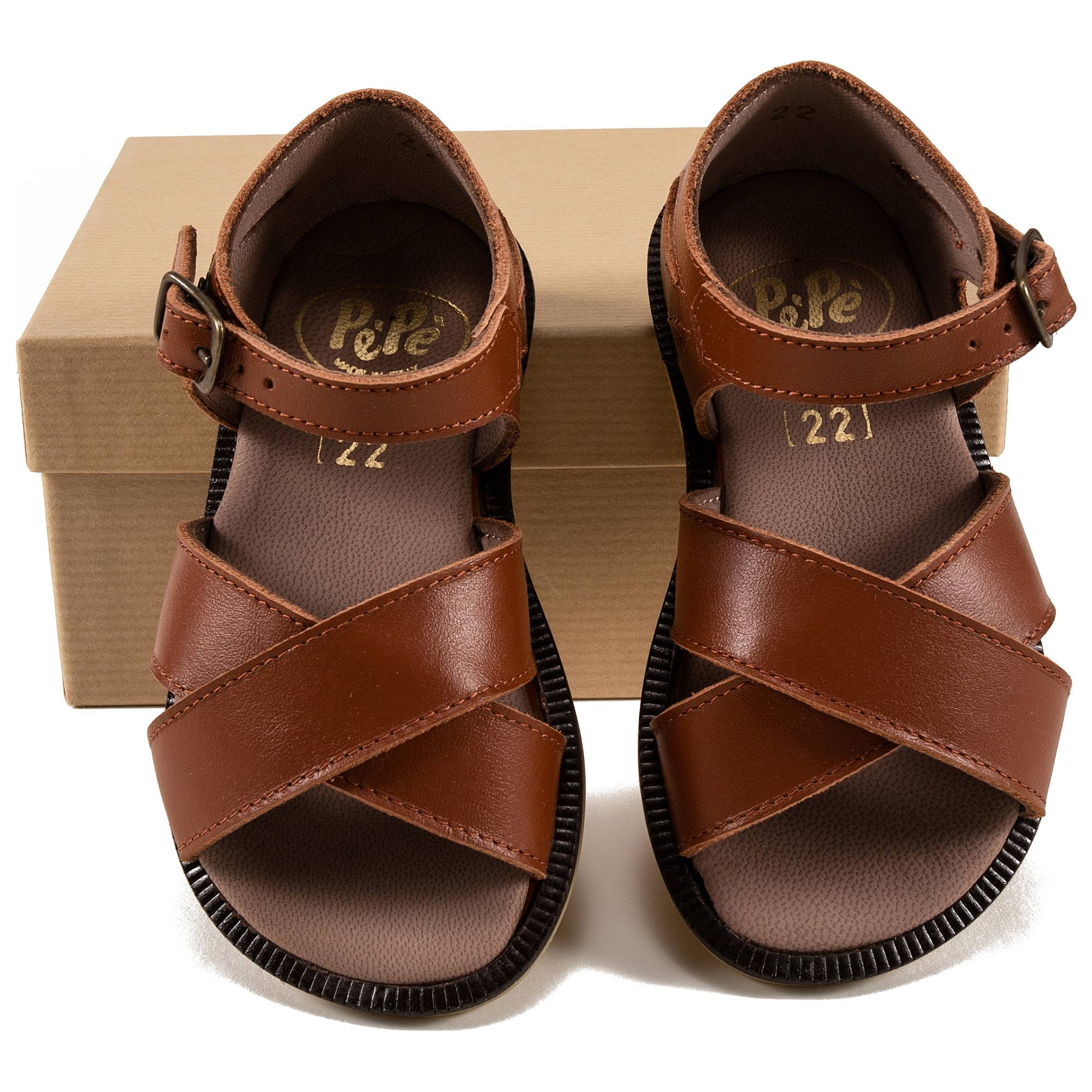 Boys Brown Leather Sandals