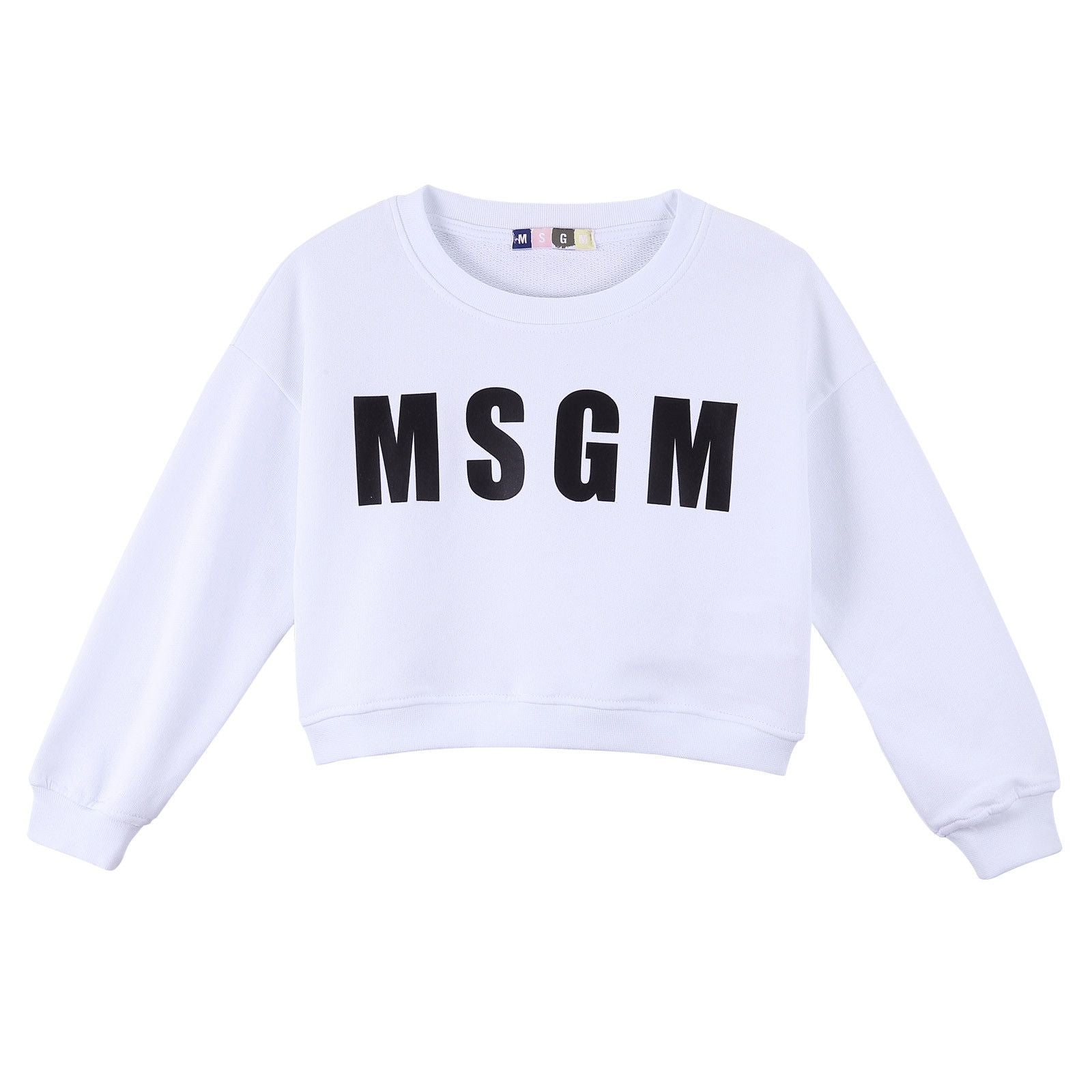 Girls White Cotton Sweater With Brand Name Logo - CÉMAROSE | Children's Fashion Store - 1
